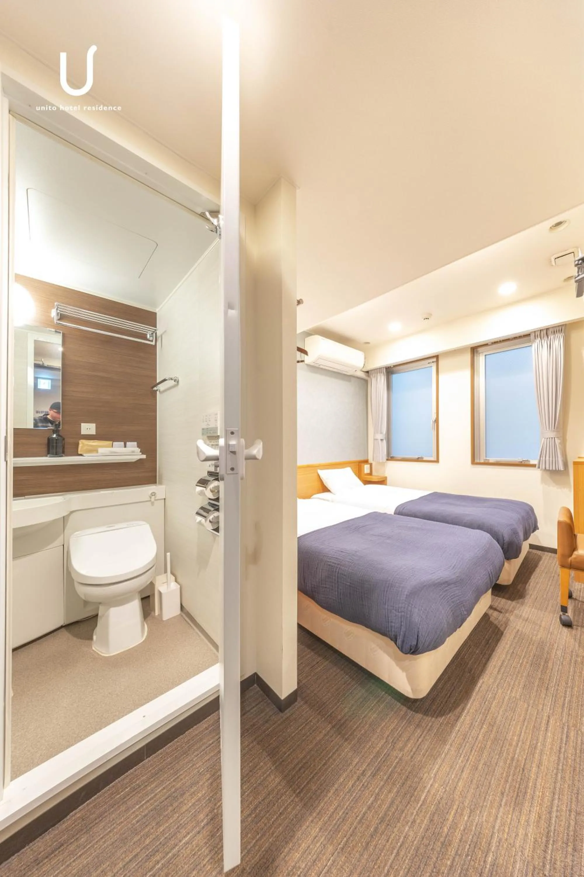 Toilet, Bed in unito hotel residence Kyoto Station North