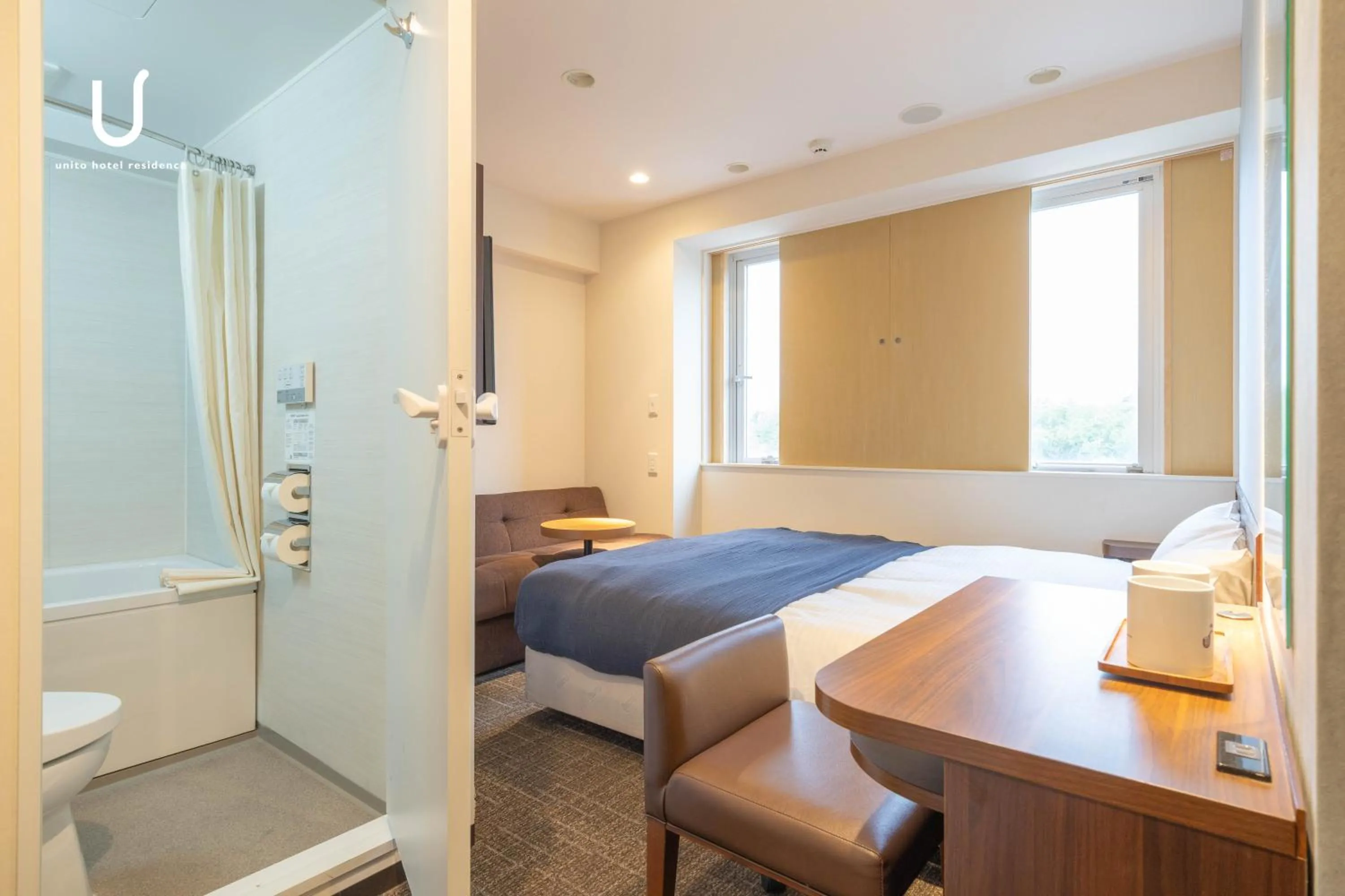 Toilet, Bed in unito hotel residence Kyoto Station North