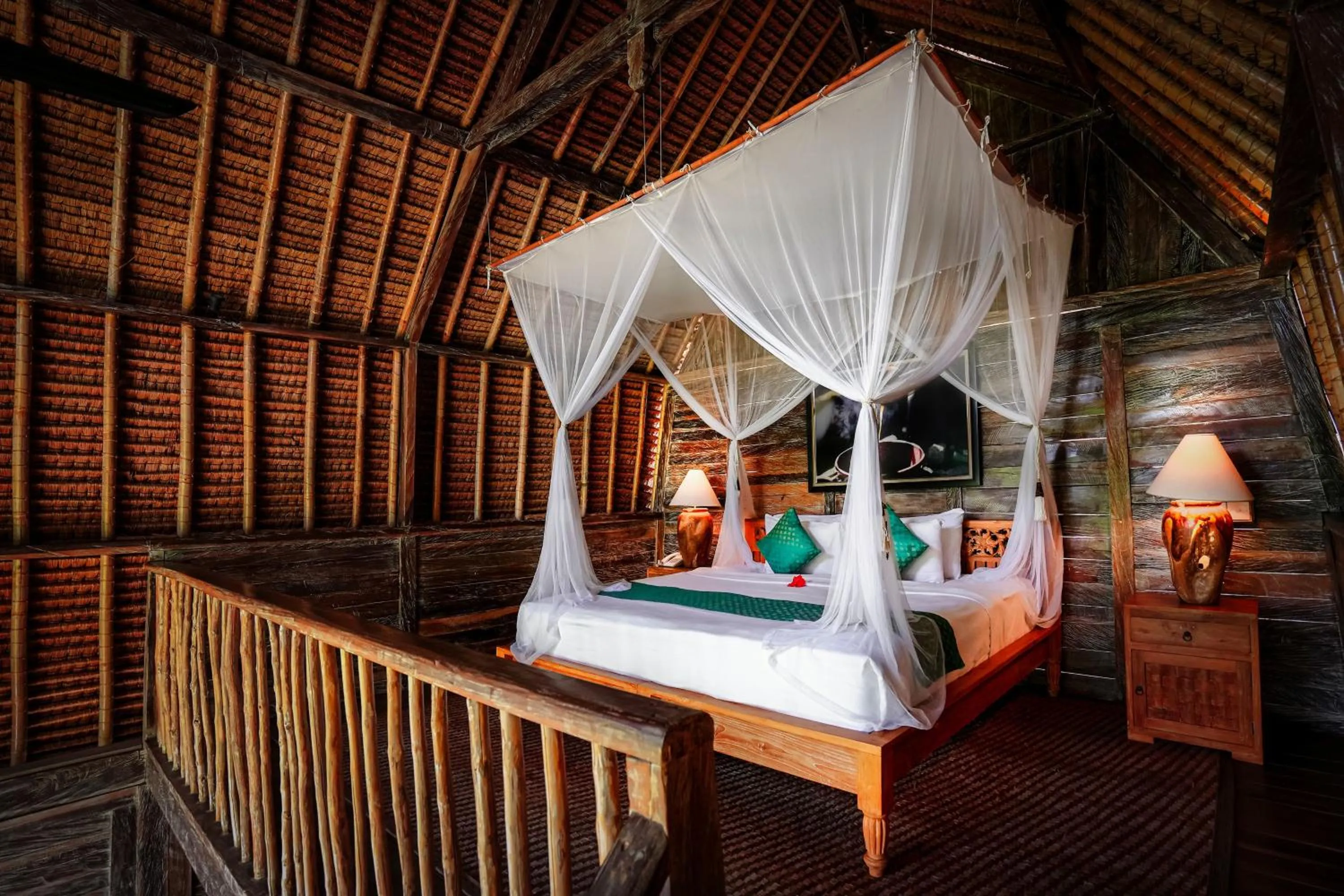 Bed in De Klumpu Bali Eco Tradi Stay