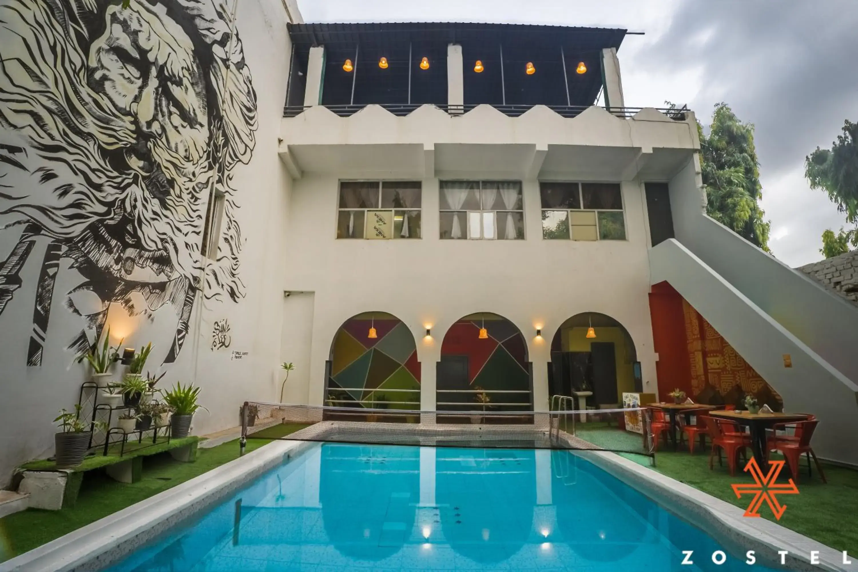 Pool view in Zostel Pushkar Pool view in Zostel Pushkar