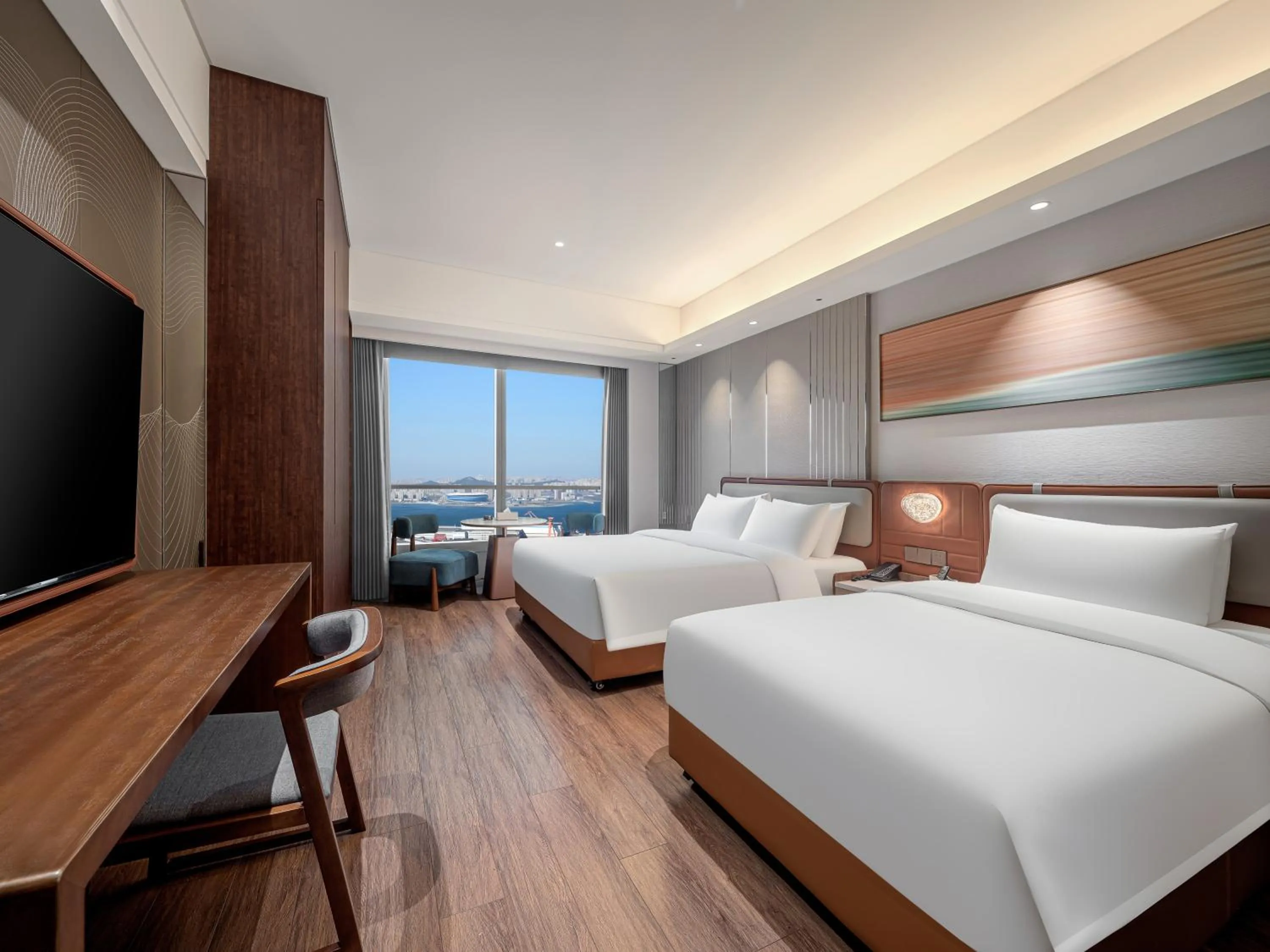 Bed in Dalian Zhongshan Square Seaview Meilun Hotel