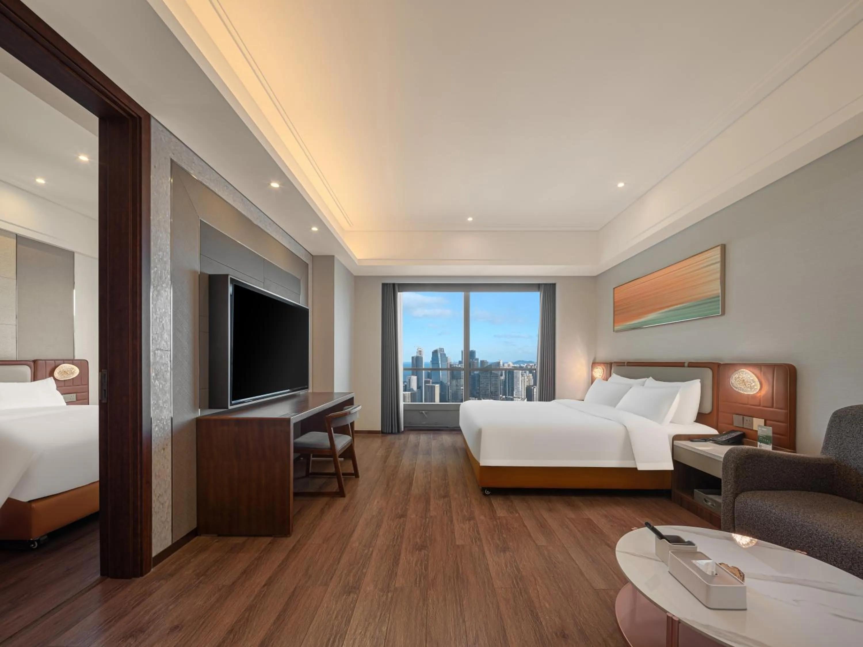 Bed in Dalian Zhongshan Square Seaview Meilun Hotel