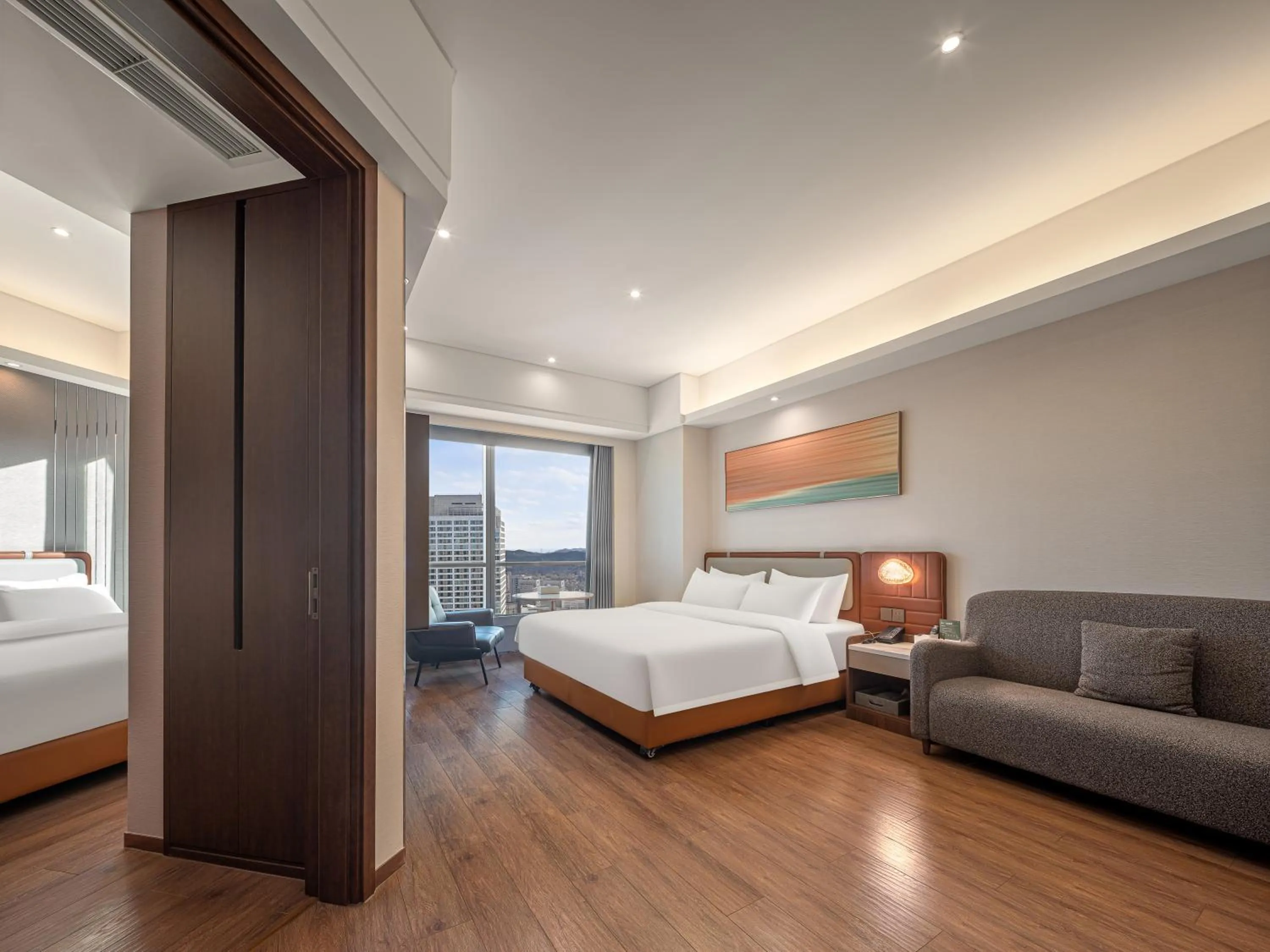 Bed in Dalian Zhongshan Square Seaview Meilun Hotel