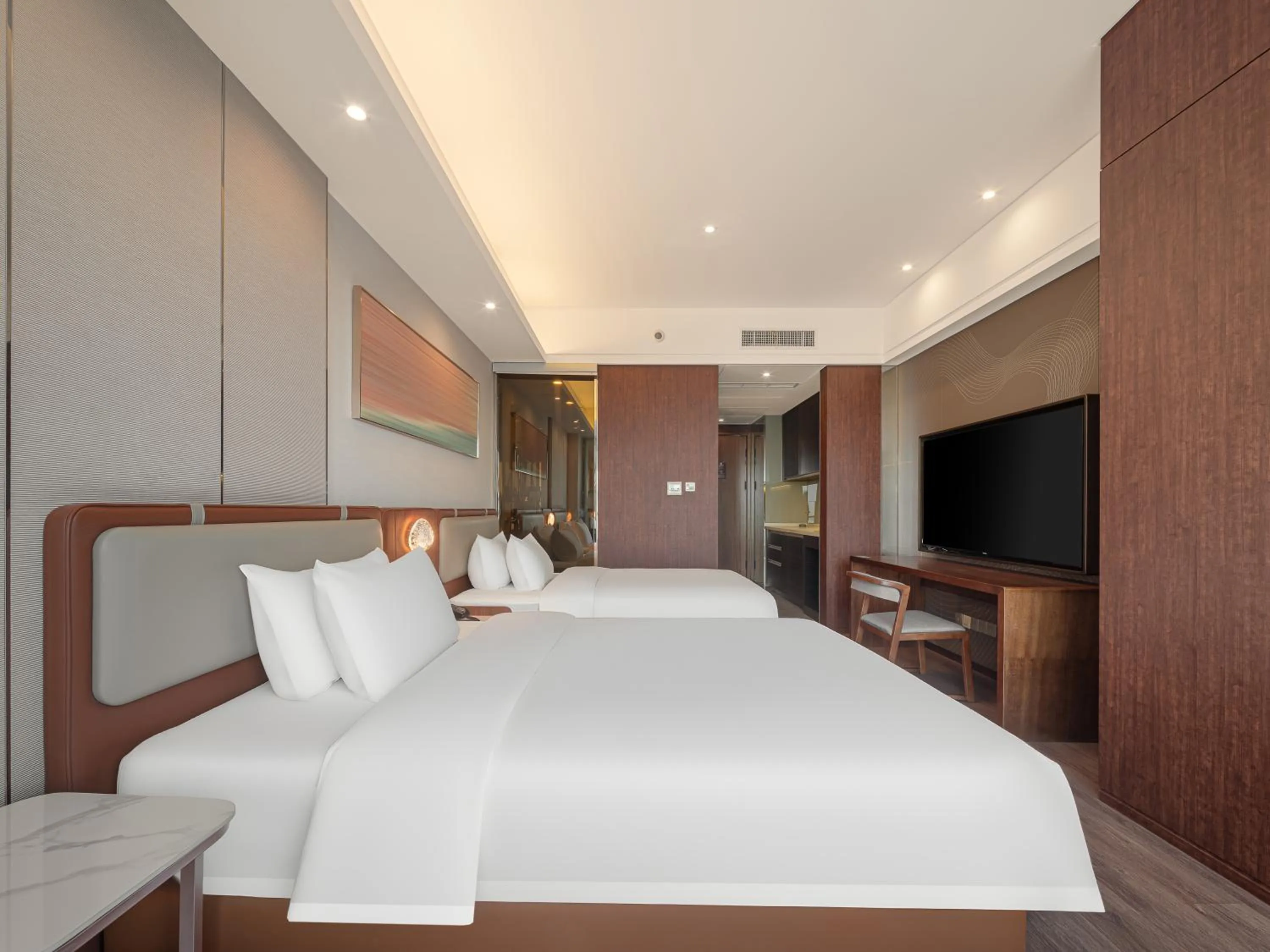 Bed in Dalian Zhongshan Square Seaview Meilun Hotel