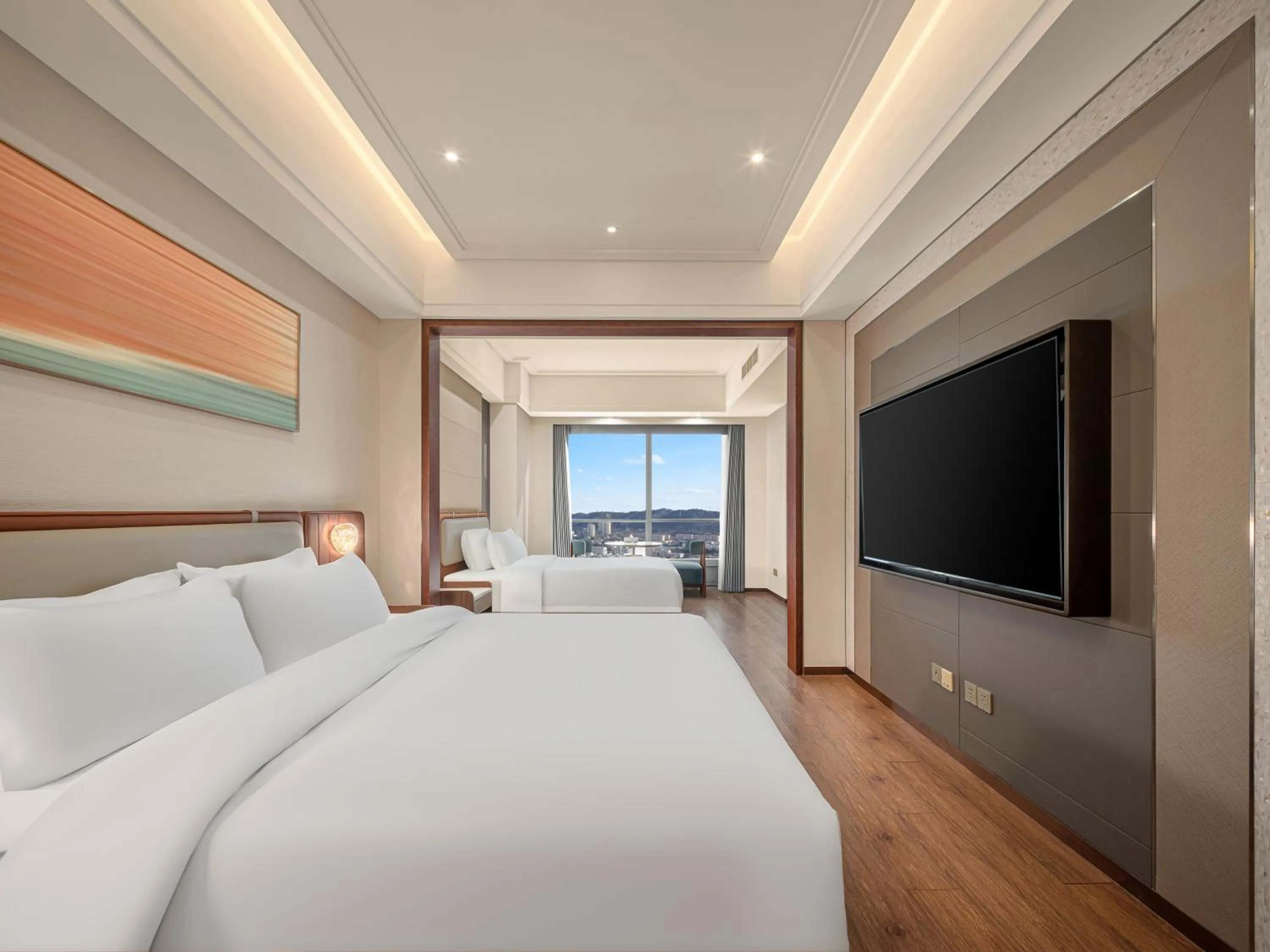 Bed in Dalian Zhongshan Square Seaview Meilun Hotel