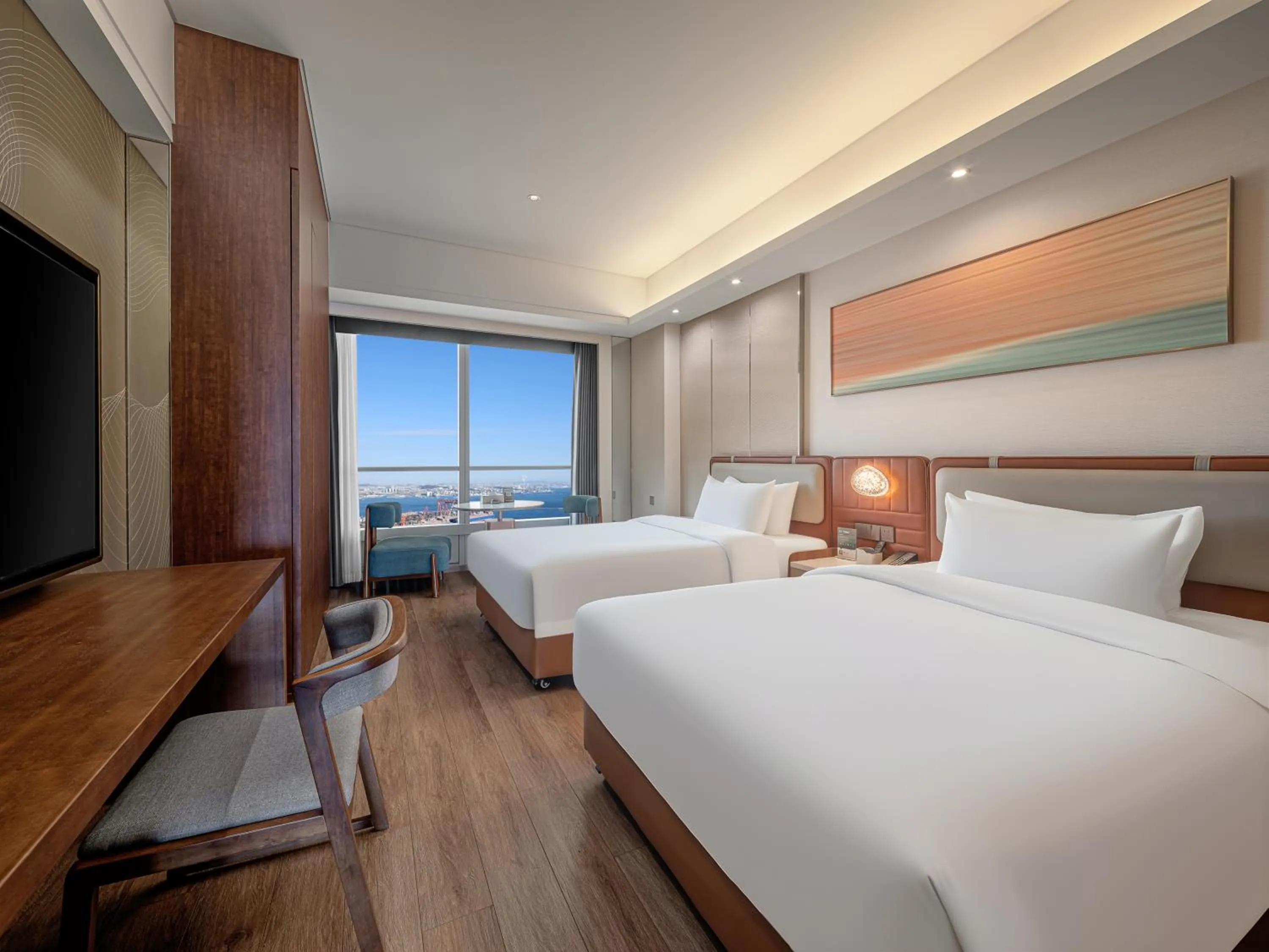 Bed in Dalian Zhongshan Square Seaview Meilun Hotel