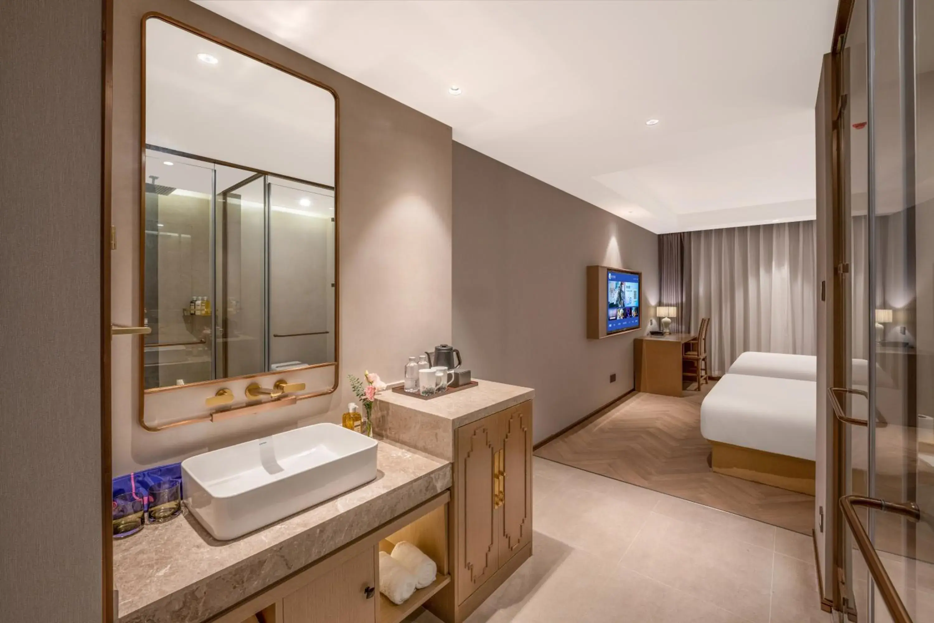 Standard Twin Room in Manxin Hotel Qingdao Xindu Standard Twin Room in Manxin Hotel Qingdao Xindu