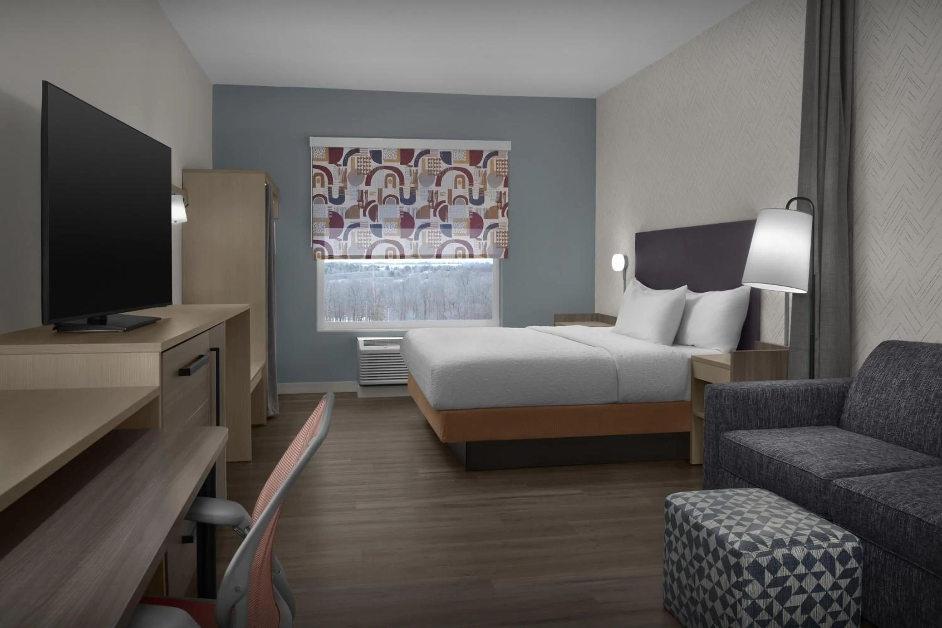 Living room, Bed in Home2 Suites By Hilton Concord Charlotte