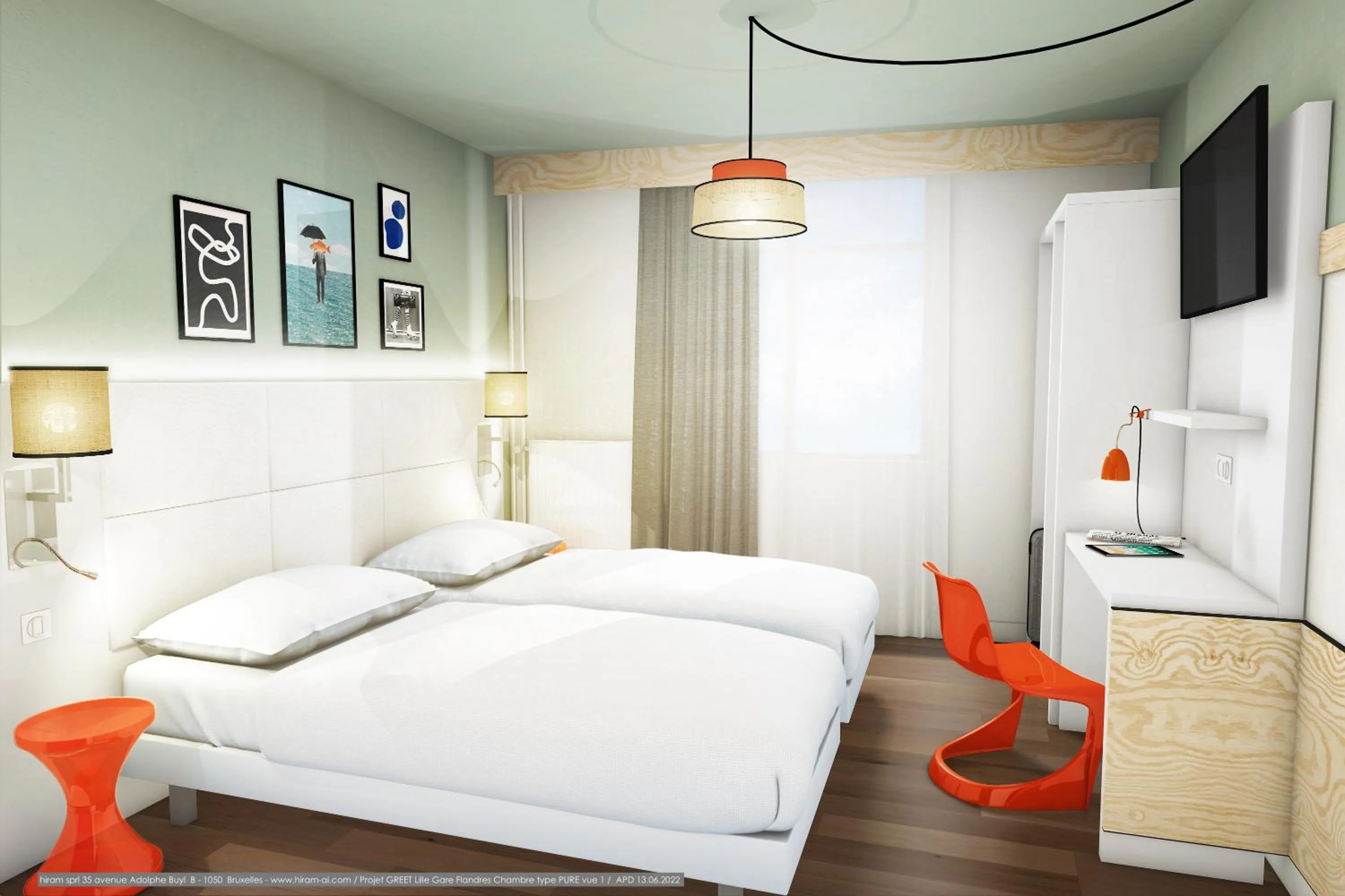 Bed in Hôtel Calm Lille