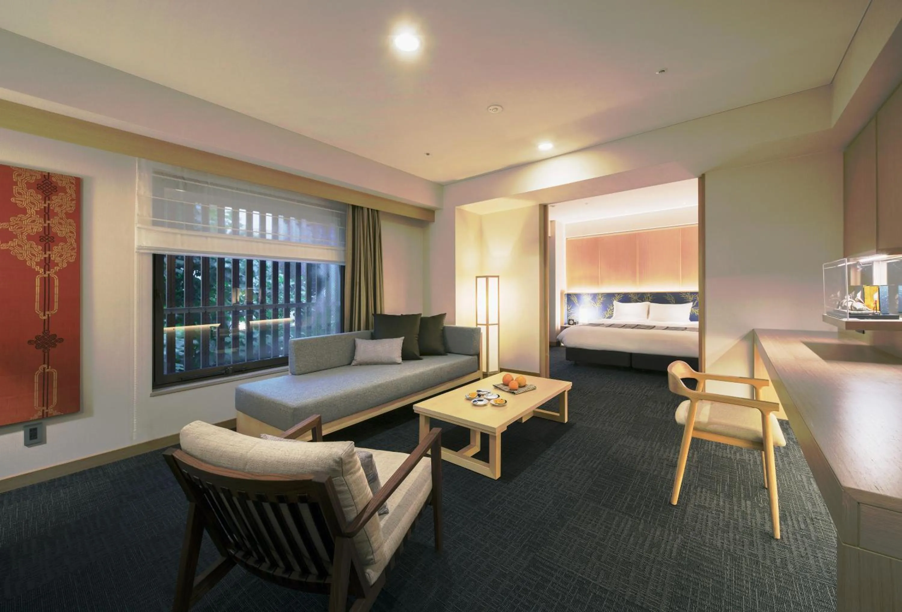 Living room, Bed in Noku Kyoto