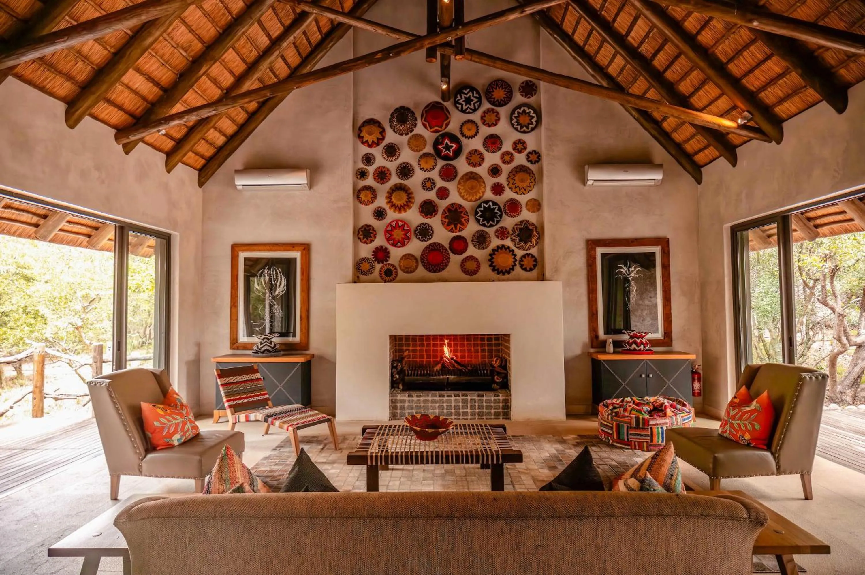 fireplace in Kapama Southern Camp