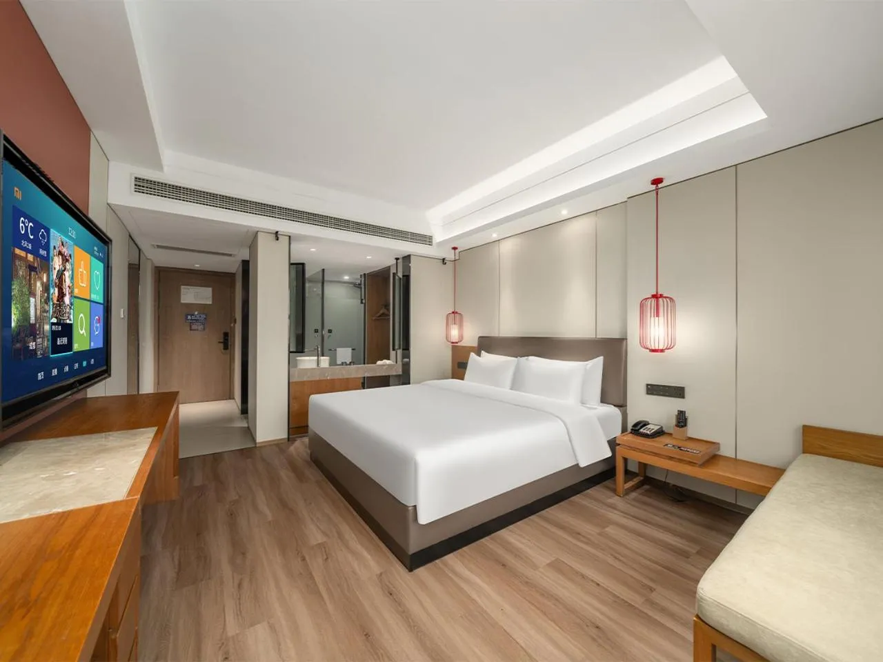 Bed in Kaiyuan Mingting Hotel, near Gulou Metro Station, Tianyi Square, Ningbo