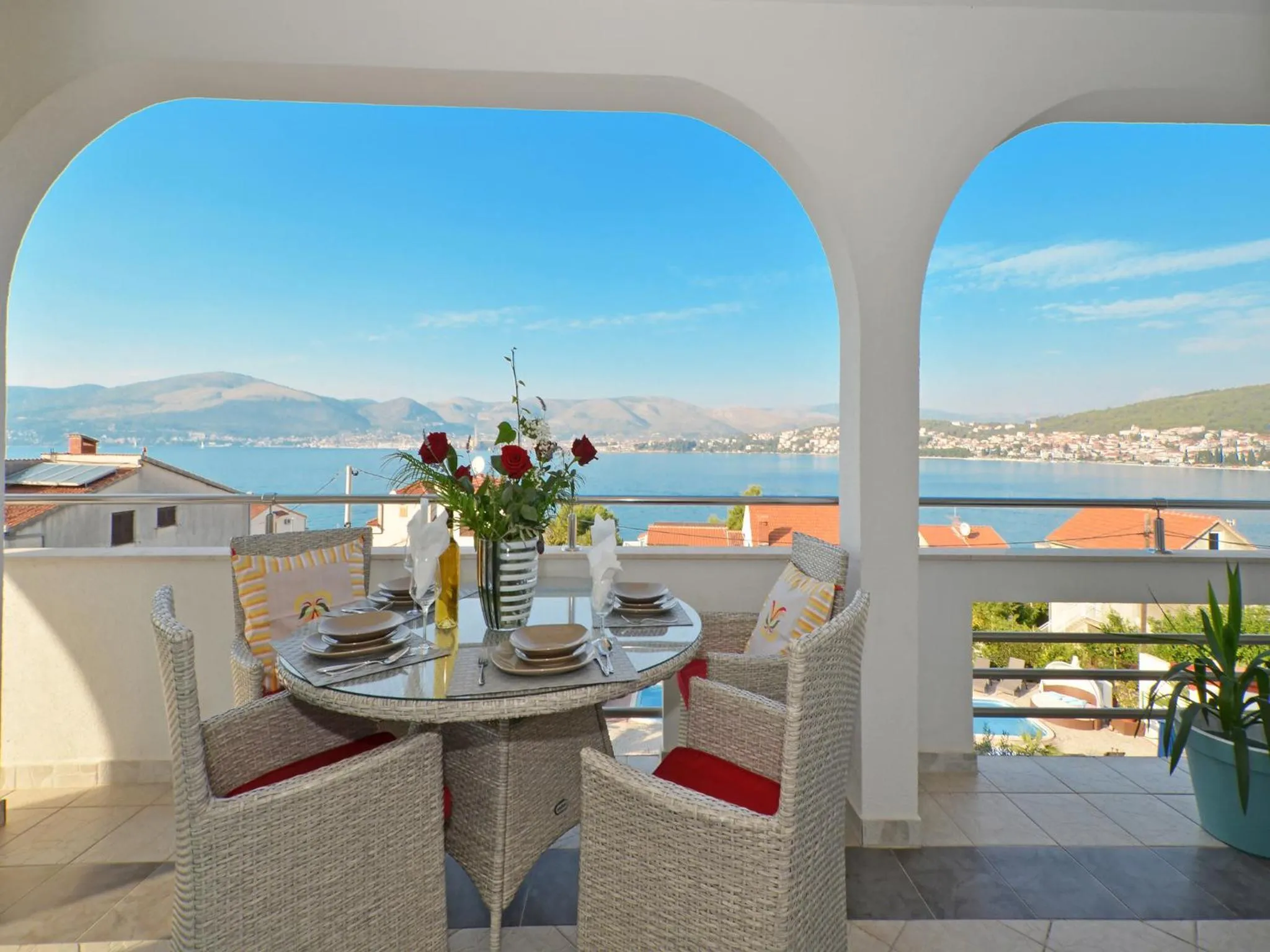 Balcony/Terrace in Apartments Silva with a view of sea