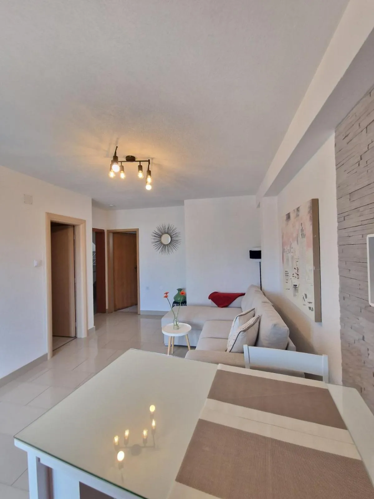 Bed in Apartments Silva with a view of sea