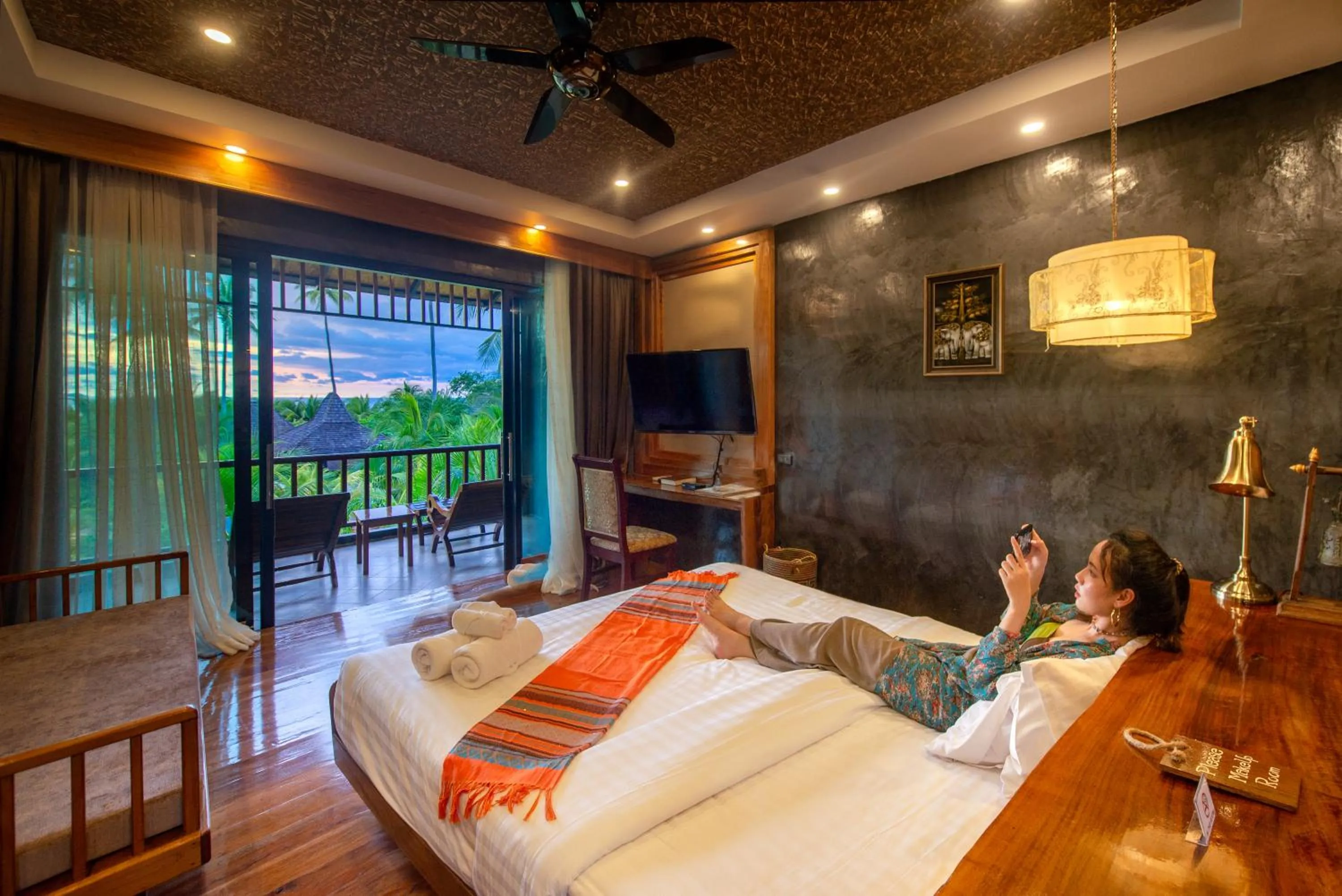 View (from property/room), Bed in Andalay Beach Resort Koh Libong
