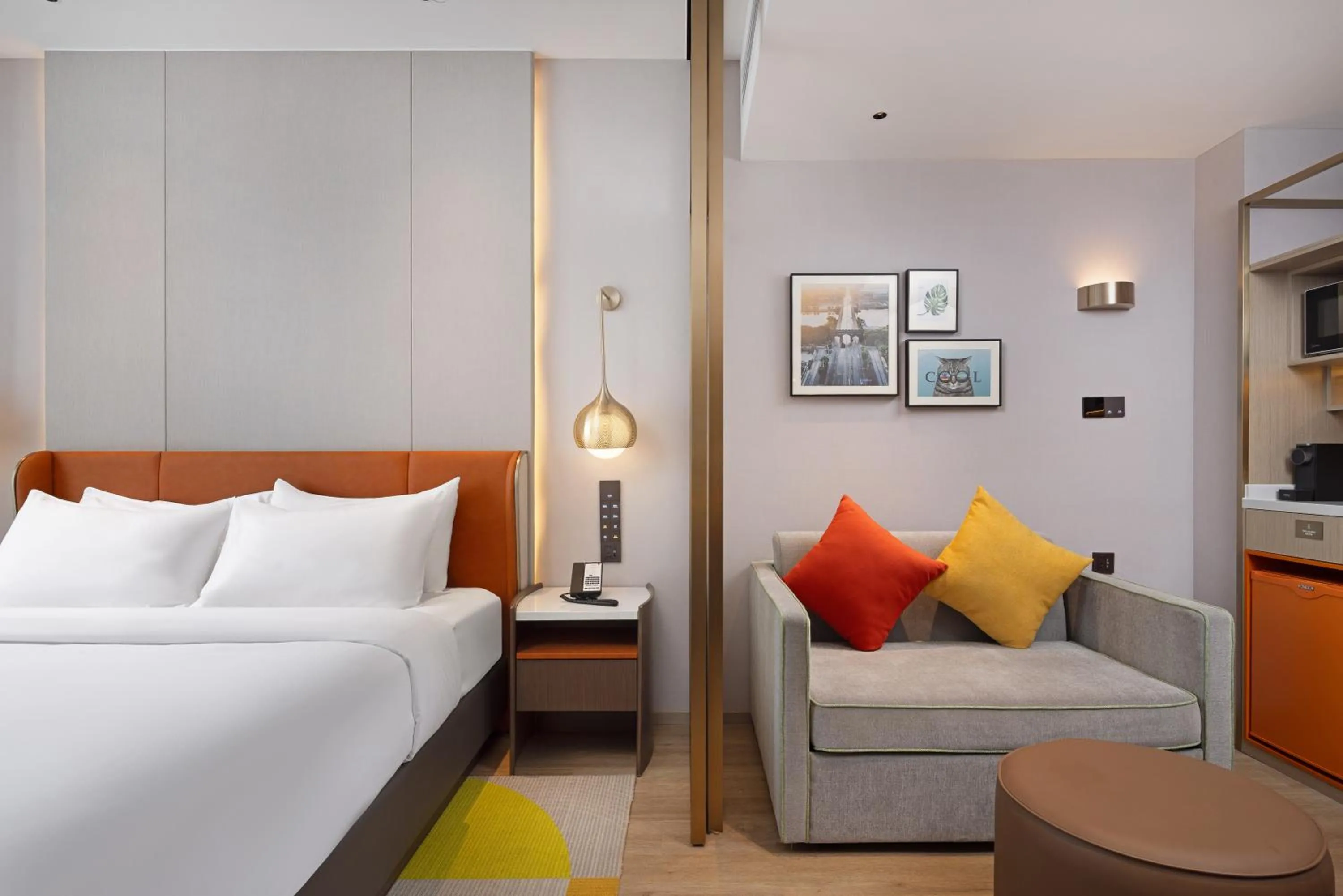 Seating area, Bed in Home2 Suite by Hilton Jingzhou Wanda Plaza