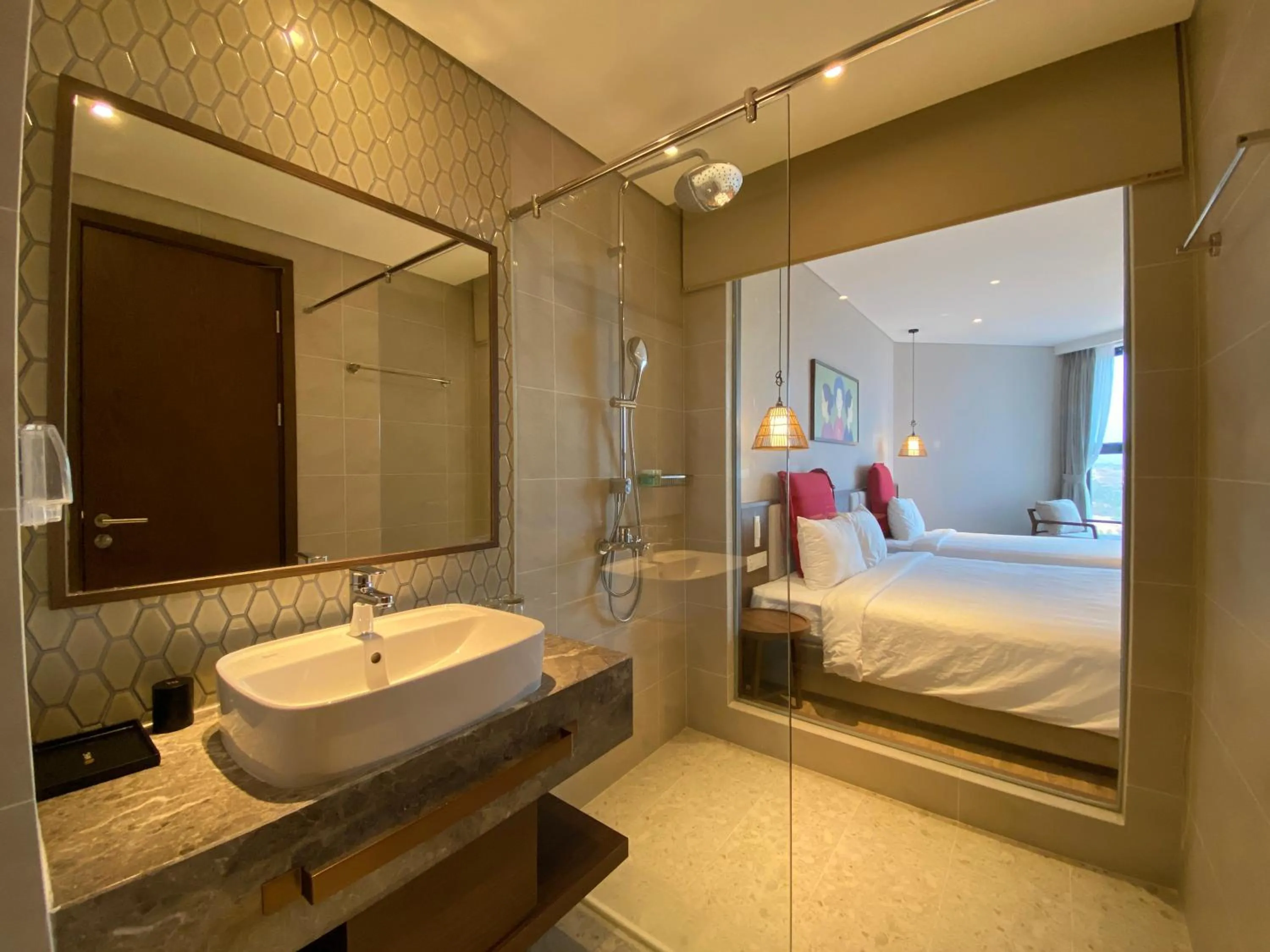Bathroom, Bed in Apec Mandala Ocean Retreat- Mui Ne