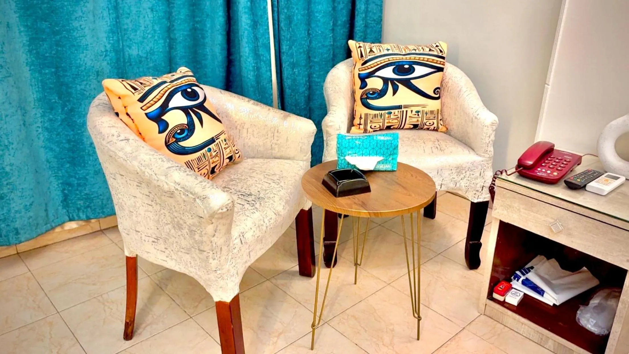 Seating area in Nile Hotel