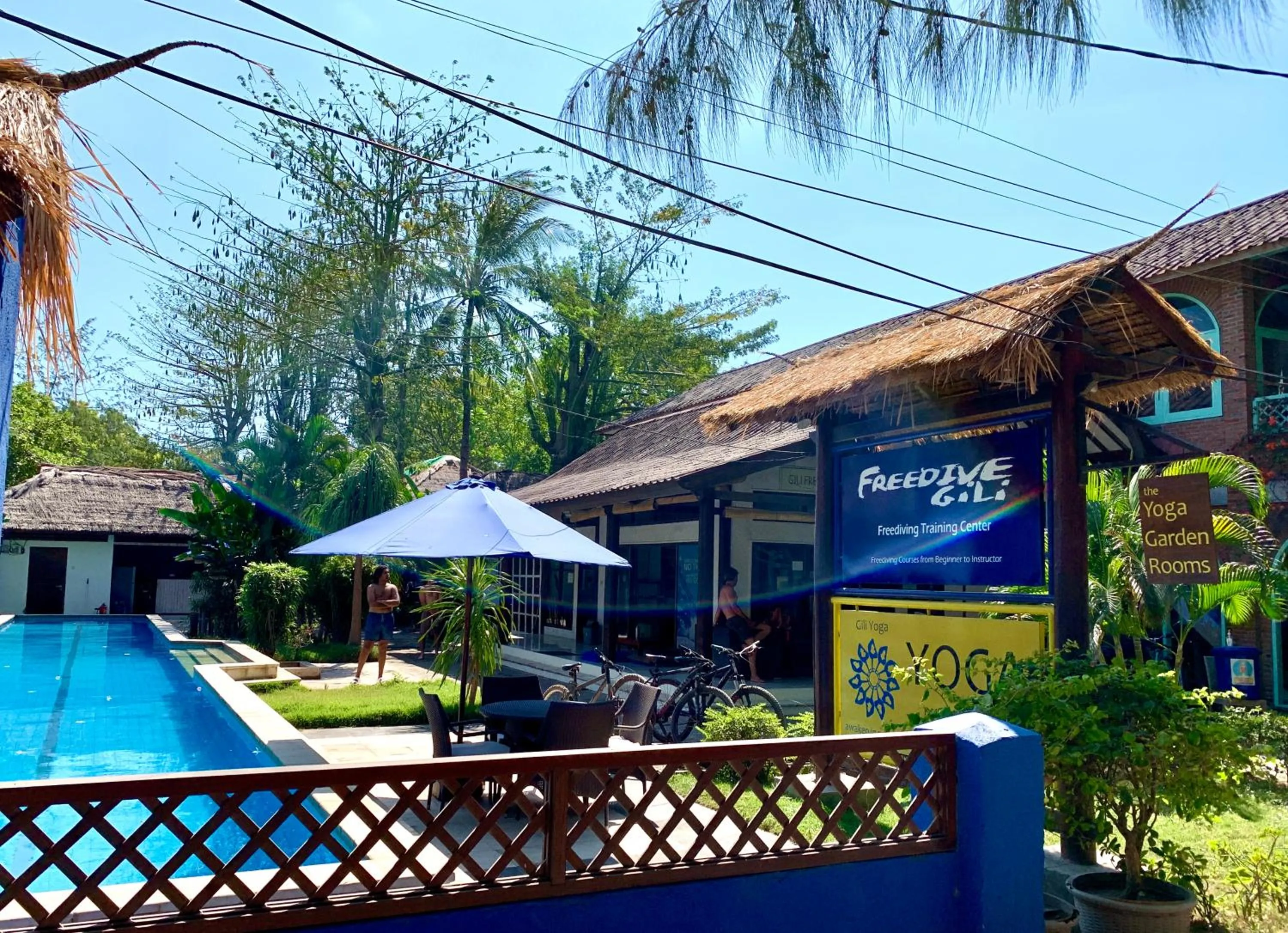 Pool view in The Yoga Garden