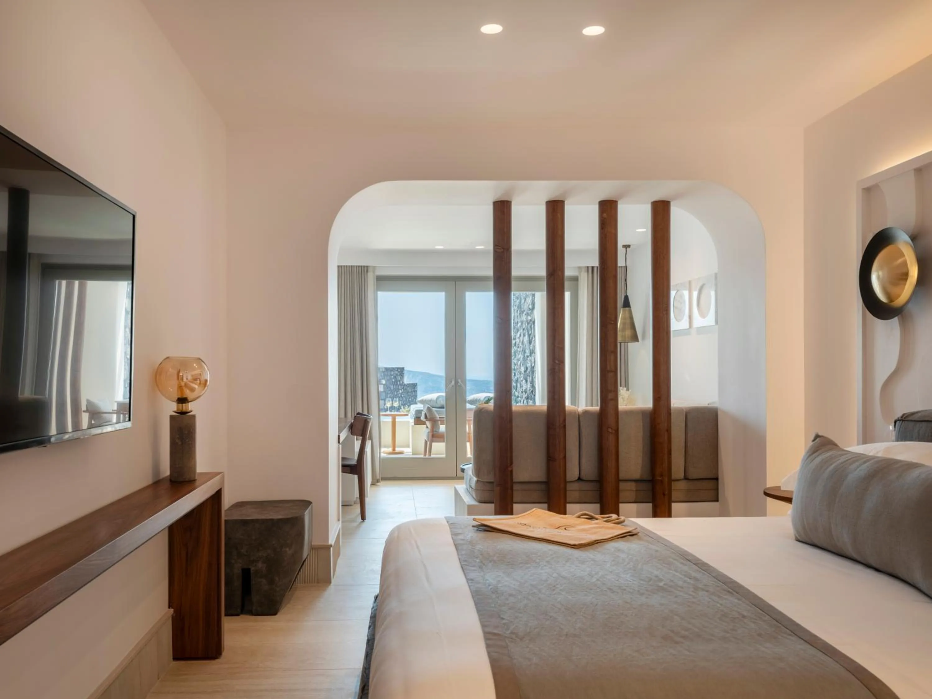 Bedroom, Bed in Santo Pure Oia Suites & Villas