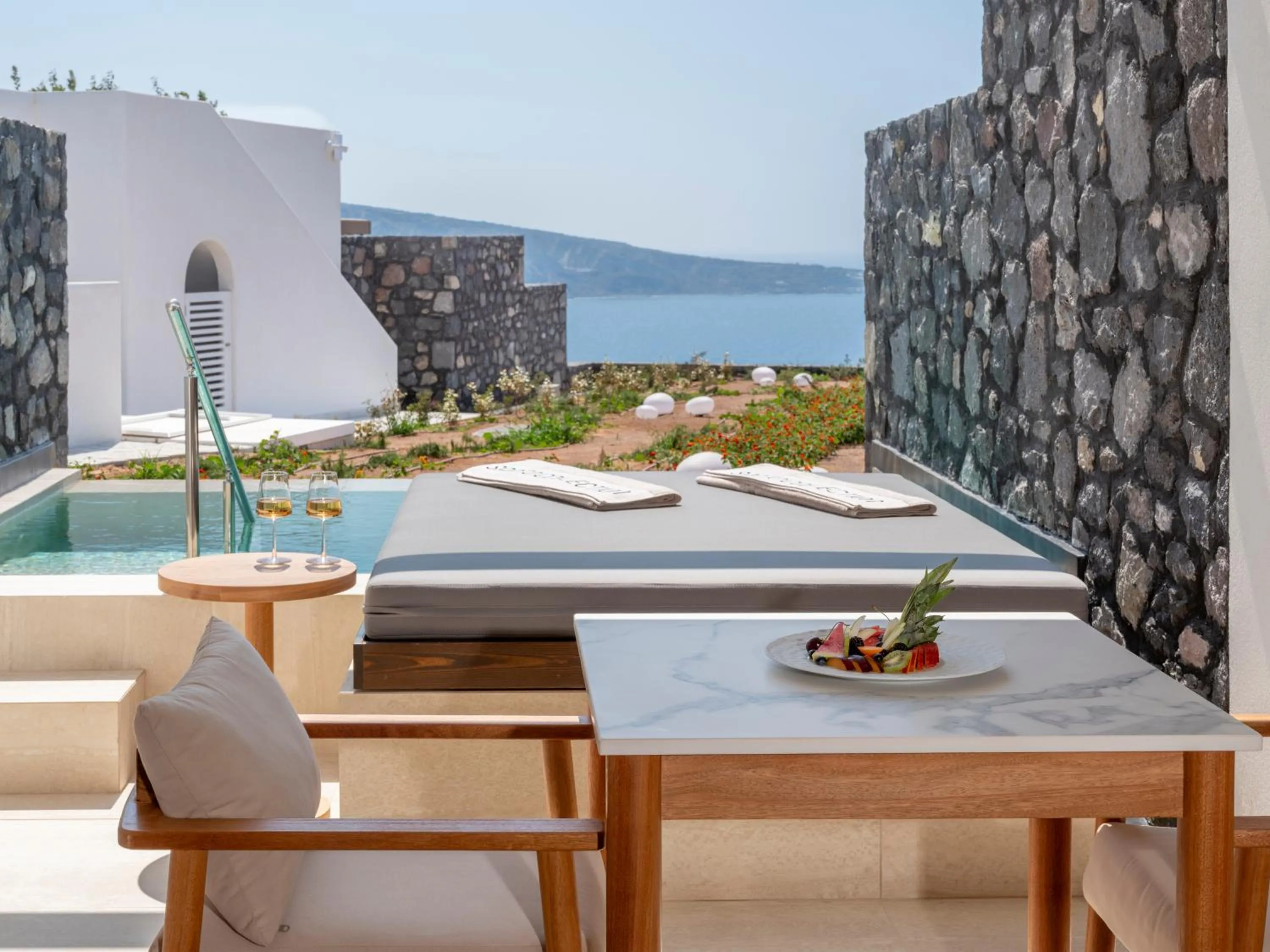 Pool view in Santo Pure Oia Suites & Villas