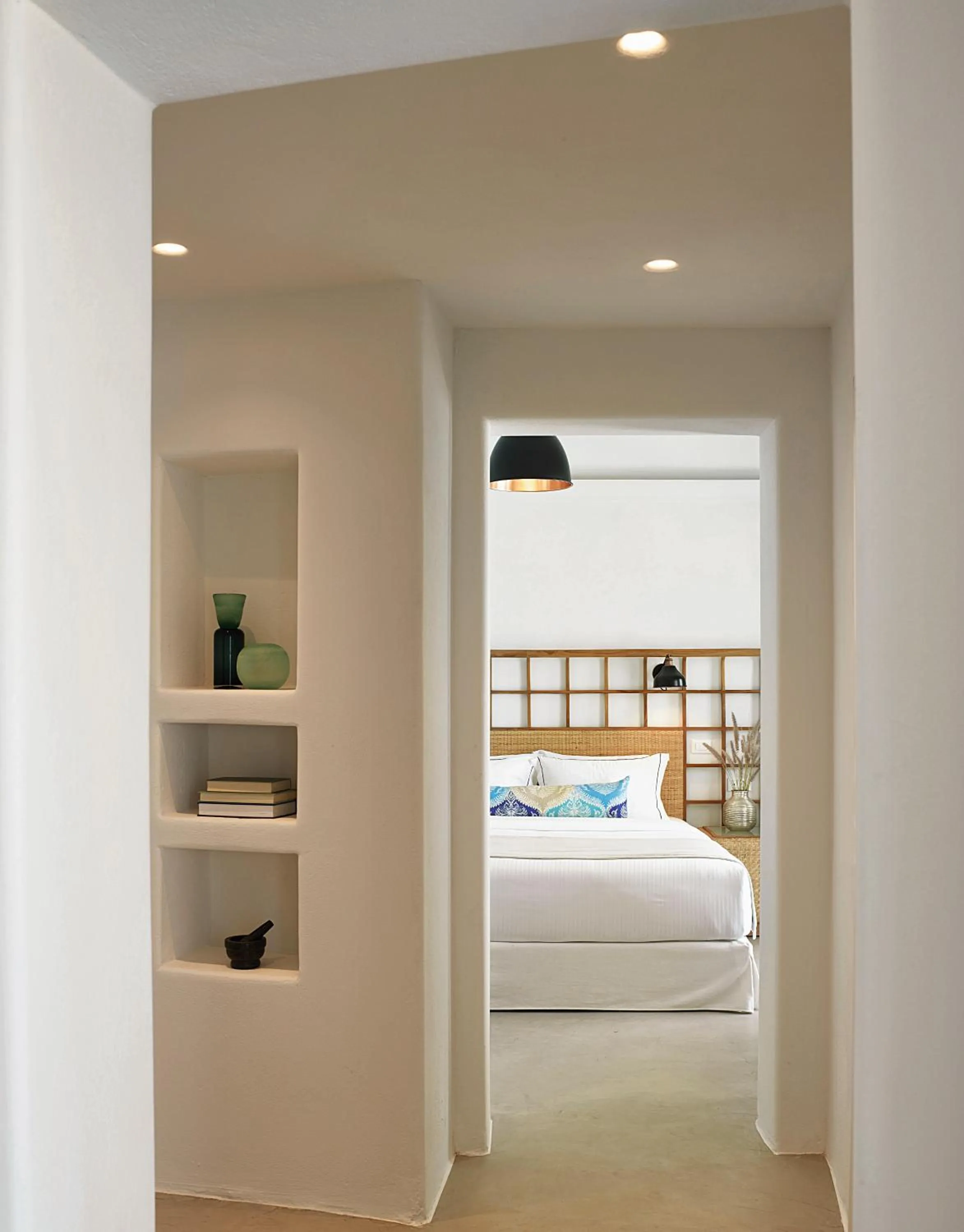 Bed in Santo Pure Oia Suites & Villas