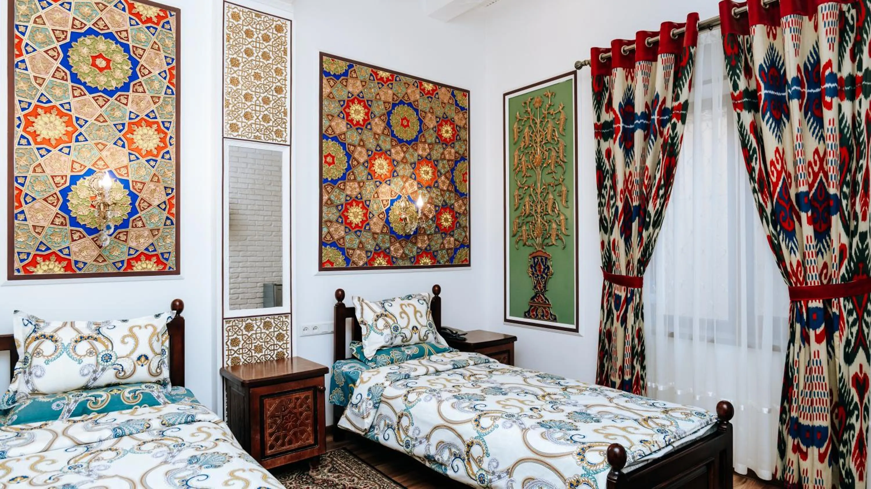 Bed in Golden Bukhara Boutique Hotel National