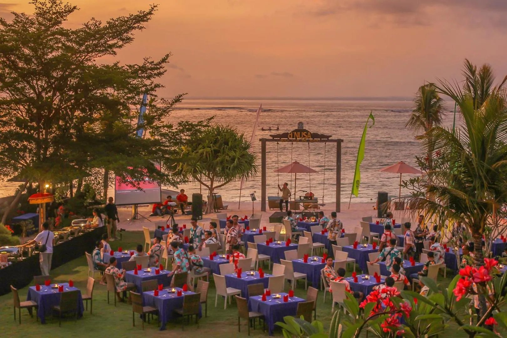 group of guests in d'Nusa Beach Club and Resort