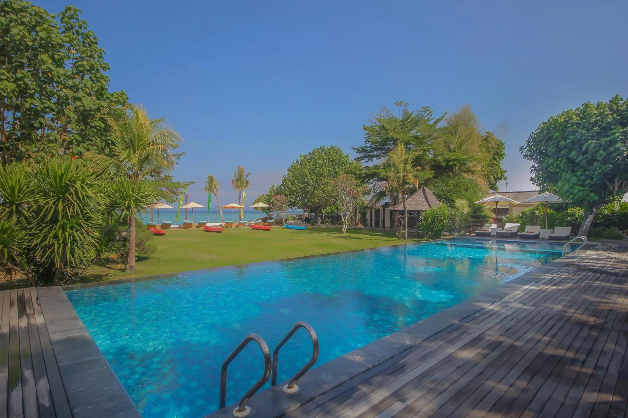 Pool view in d'Nusa Beach Club and Resort