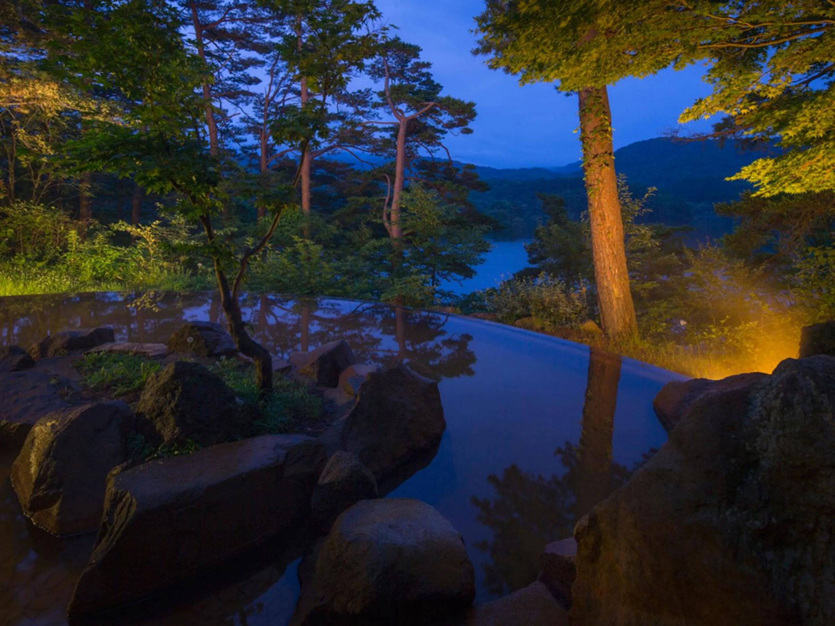 Hot Spring Bath in Urabandai Lake Resort Goshiki no Mori