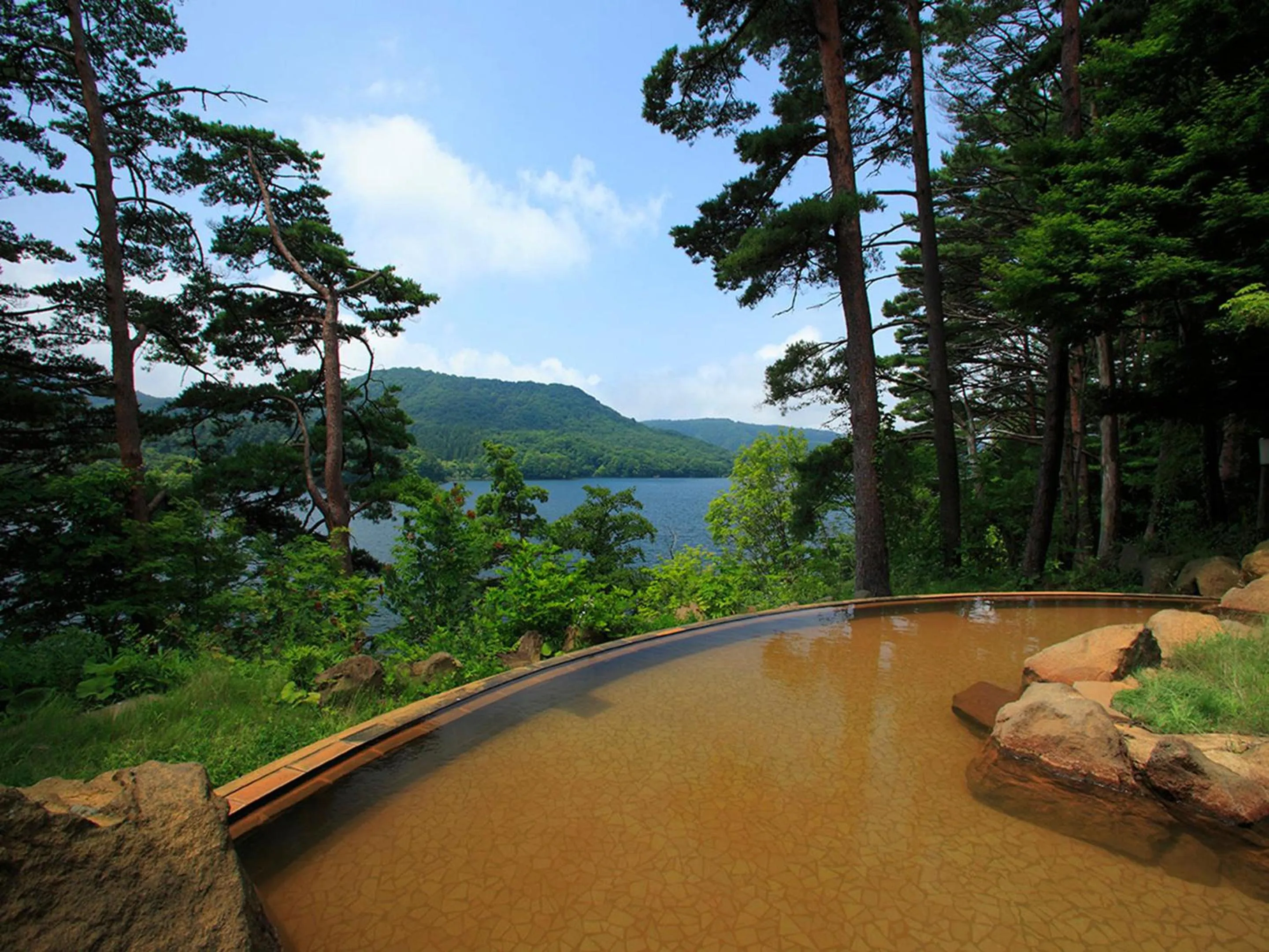 Hot Spring Bath in Urabandai Lake Resort Goshiki no Mori