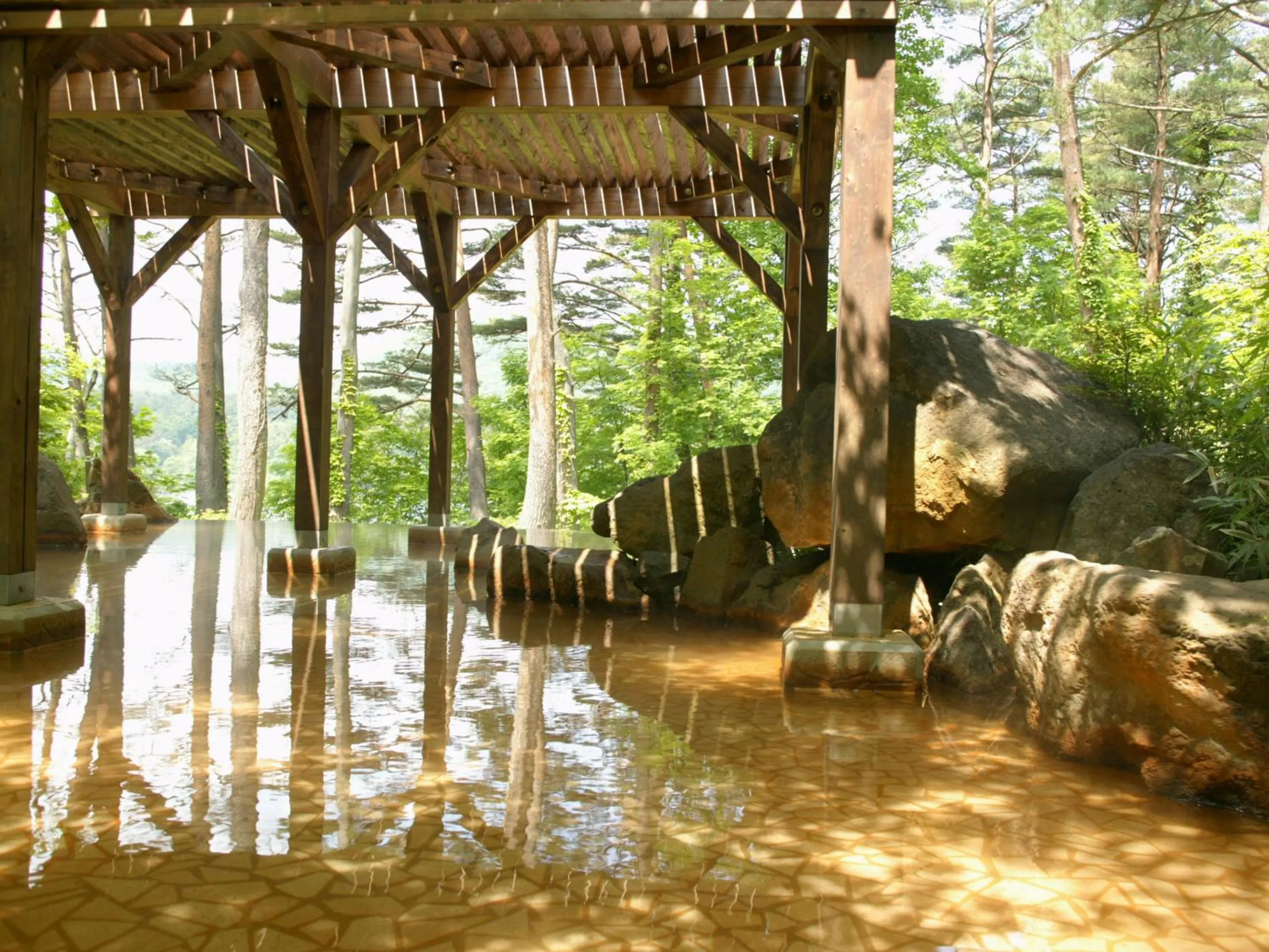 Hot Spring Bath in Urabandai Lake Resort Goshiki no Mori