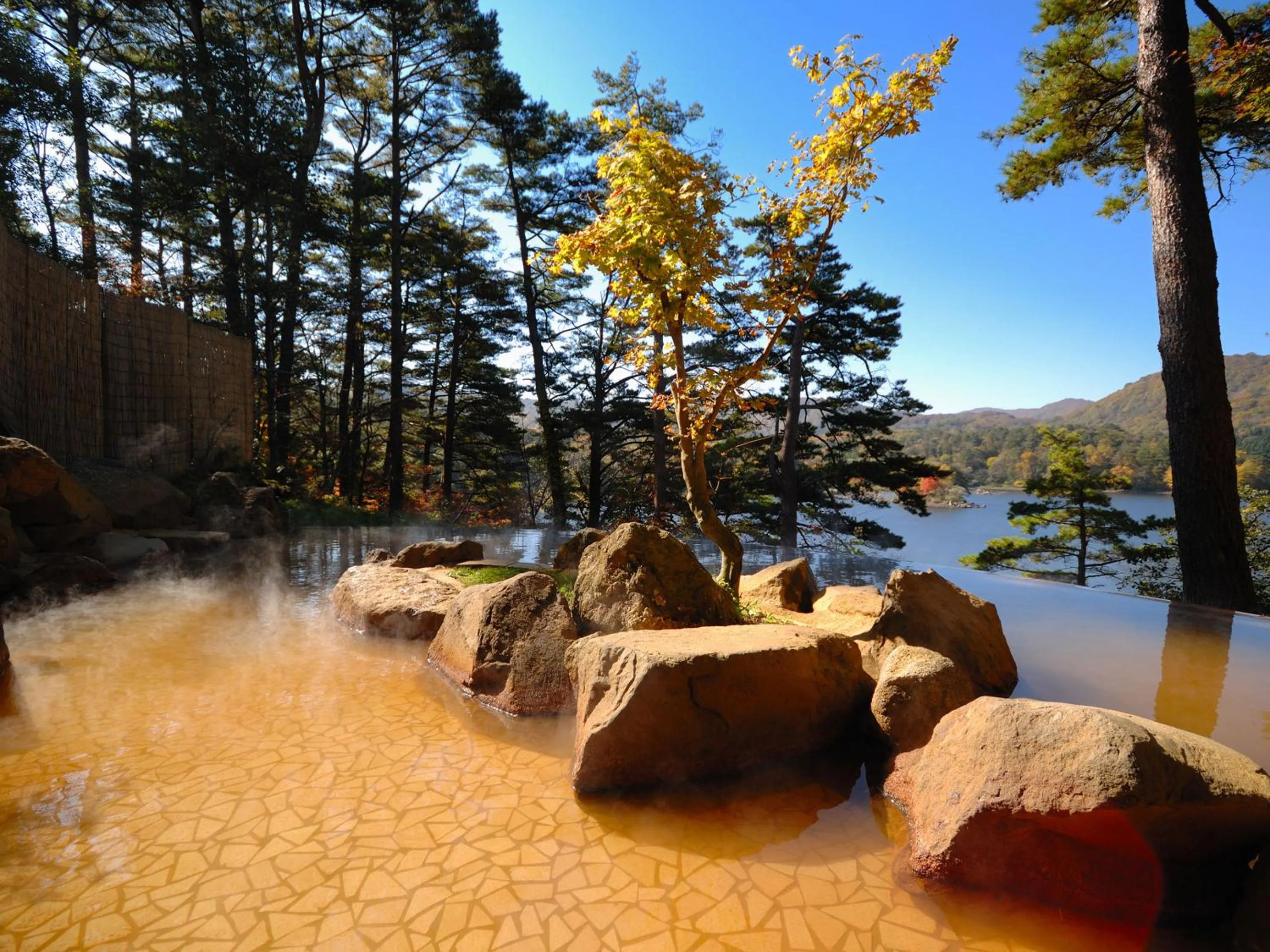 Hot Spring Bath in Urabandai Lake Resort Goshiki no Mori
