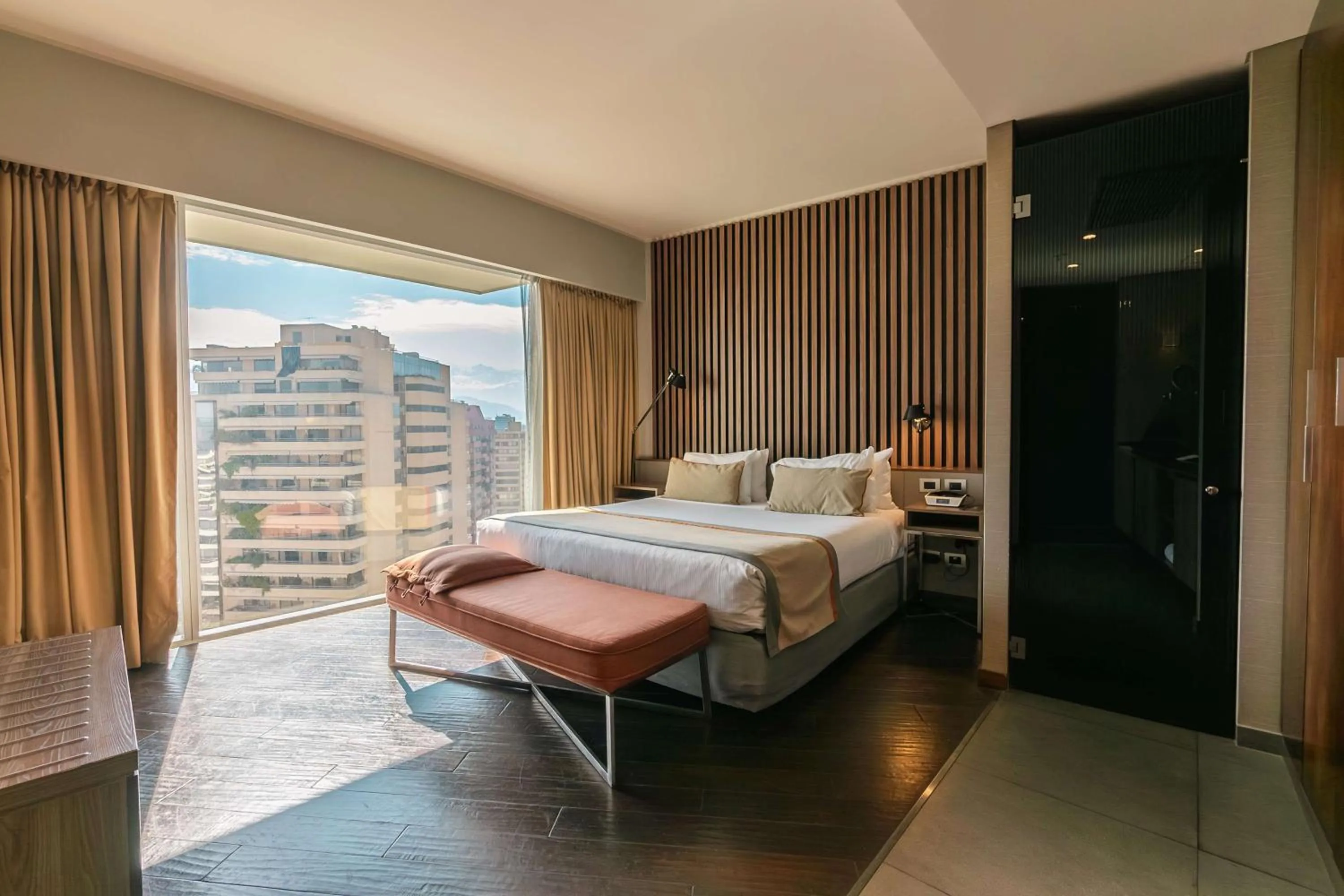 View (from property/room), Bed in DoubleTree by Hilton Santiago Kennedy, Chile