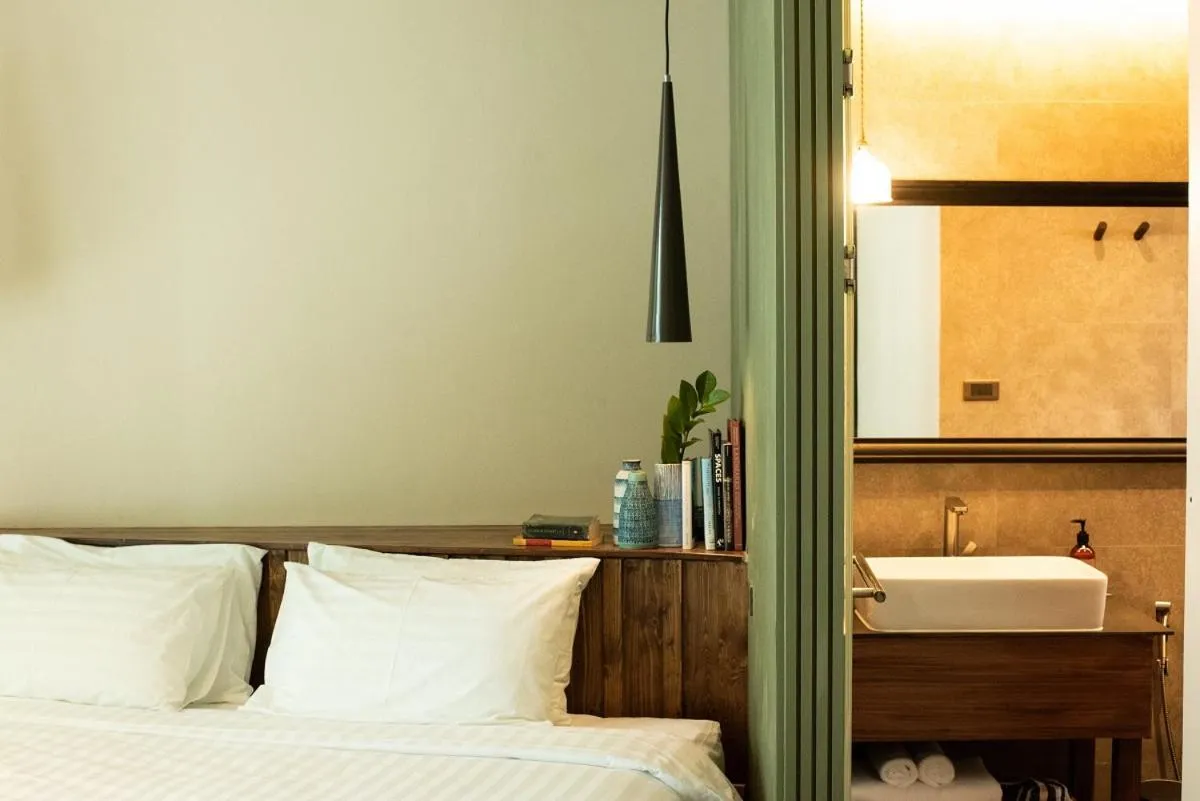 Bedroom, Bed in Tints of Blue Hotel