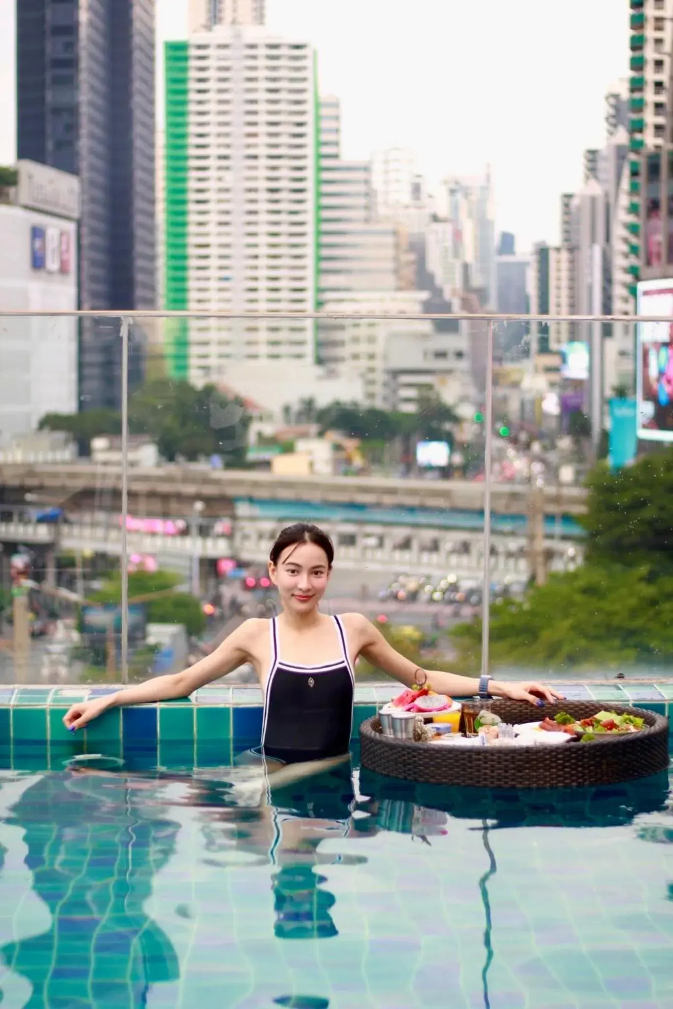 Pool view in Hotel Clover Asoke - SHA Extra Plus Pool view in Hotel Clover Asoke - SHA Extra Plus