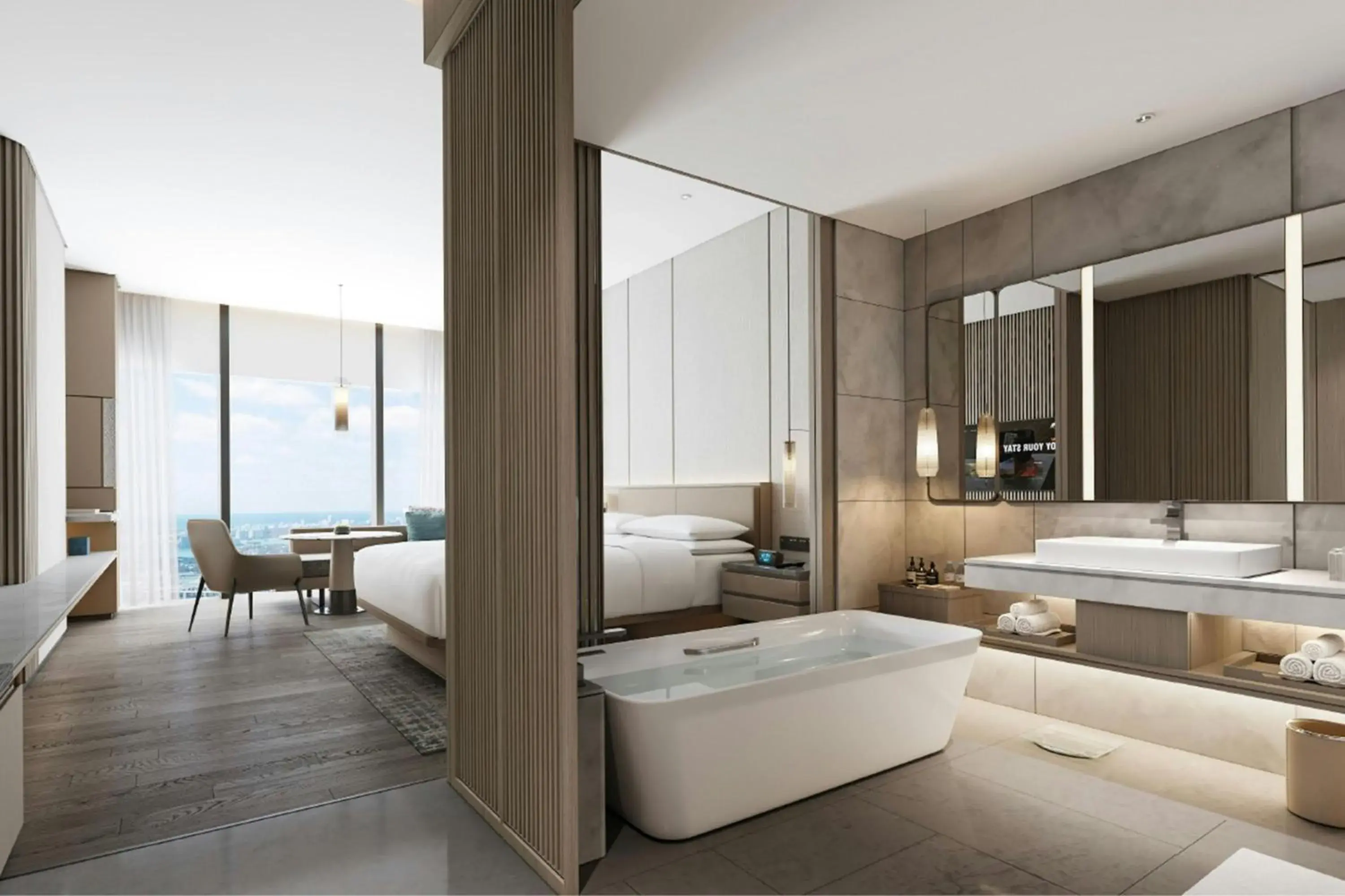 King Room with One King Bed and City View in Huzhou Marriott Hotel Nanxun King Room with One King Bed and City View in Huzhou Marriott Hotel Nanxun