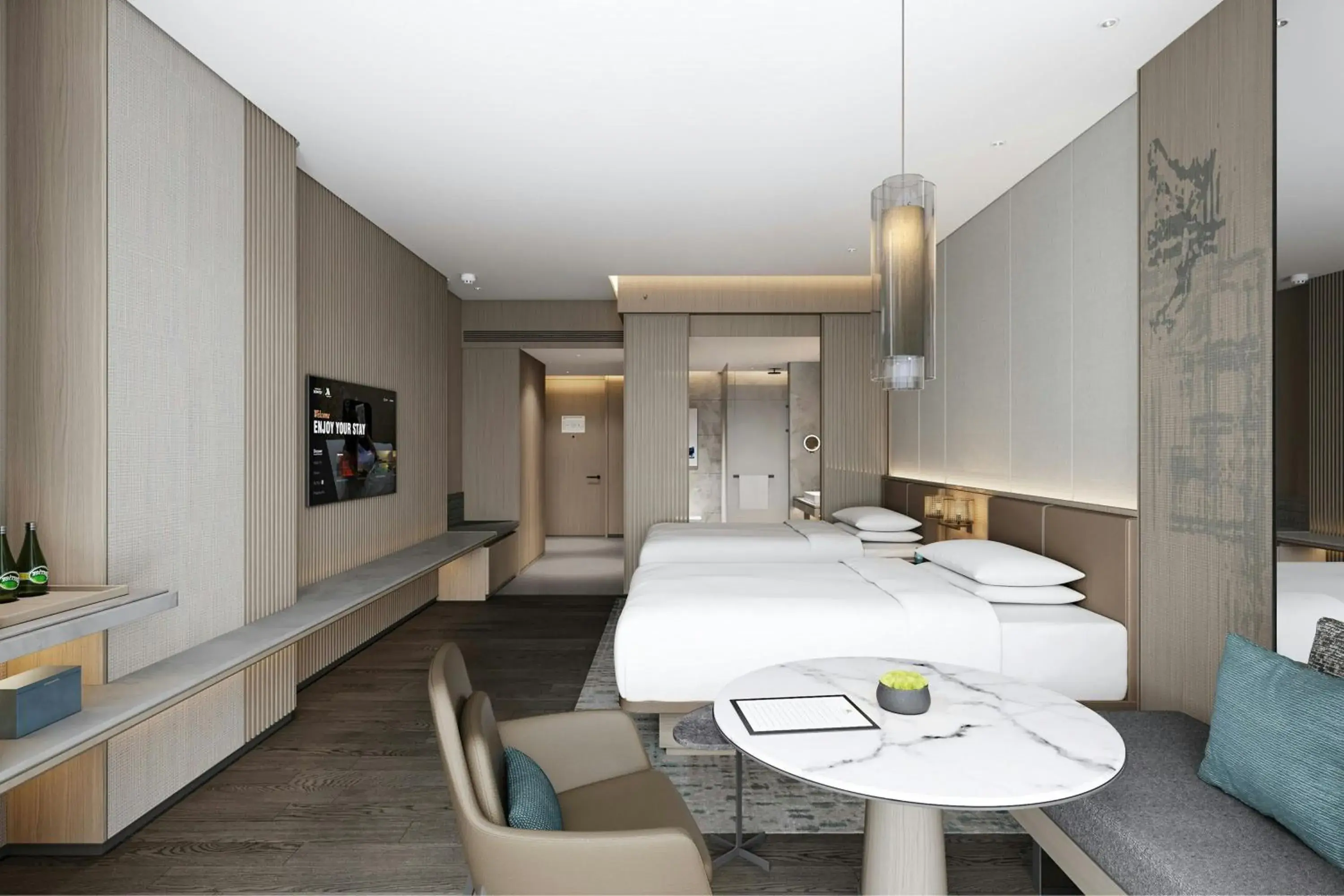 Double Room with Two Double Beds and City View in Huzhou Marriott Hotel Nanxun Double Room with Two Double Beds and City View in Huzhou Marriott Hotel Nanxun