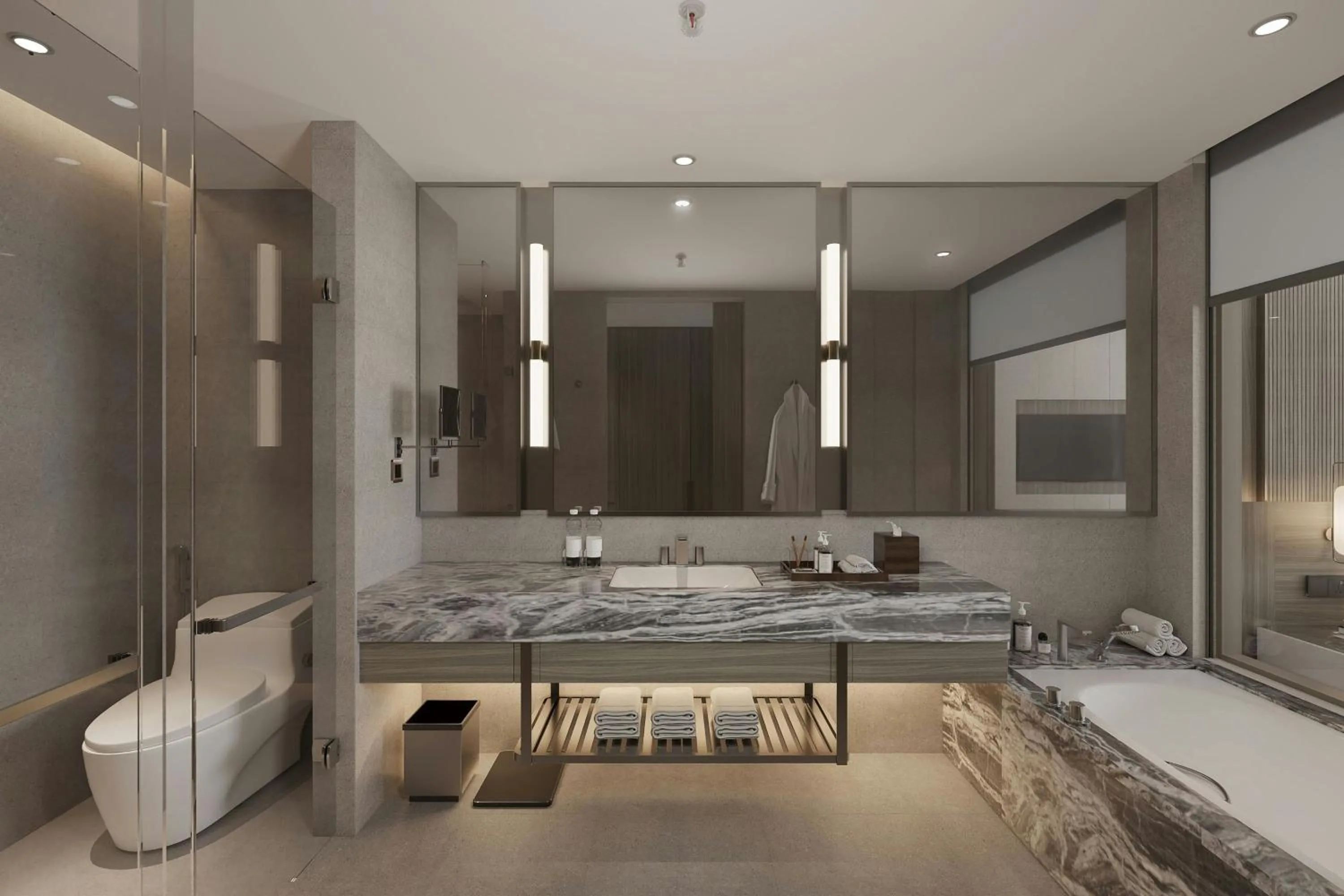 Bathroom, Bed in Marriott Executive Apartments Danang, Han River