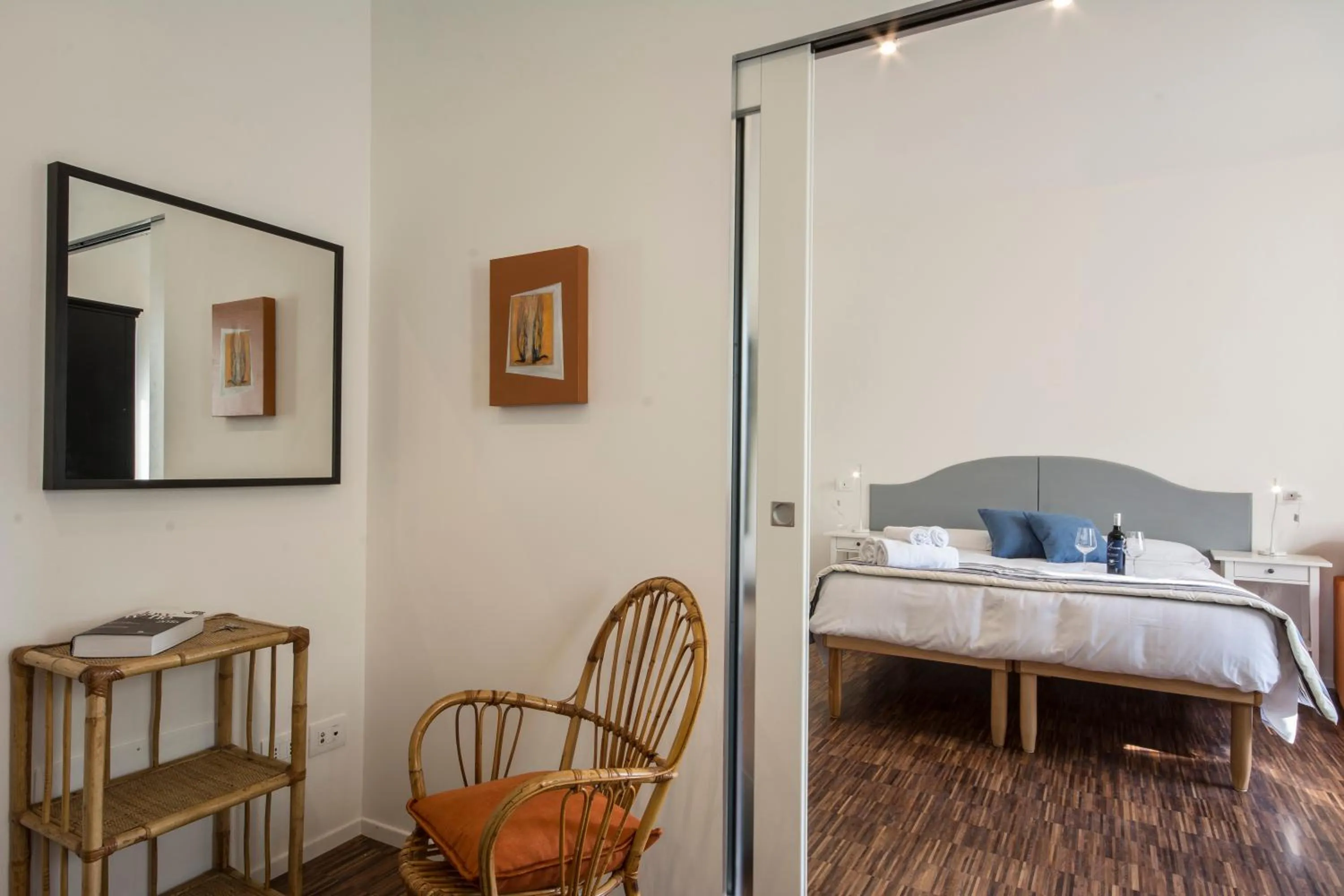 Seating area, Bed in La Coroncina Lodging