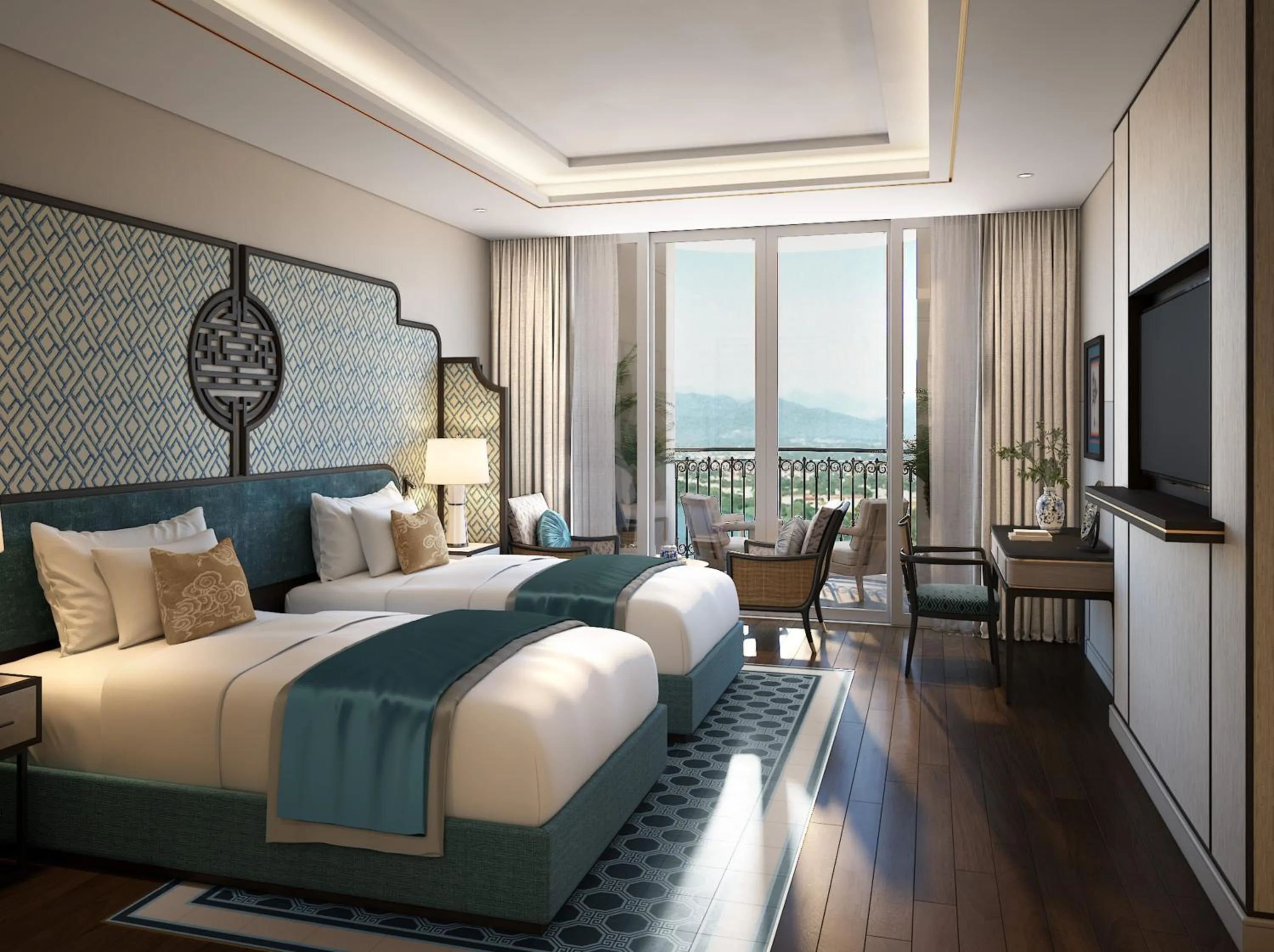 Deluxe Twin in Grand Royal Riverside Hue, Fusion Collection