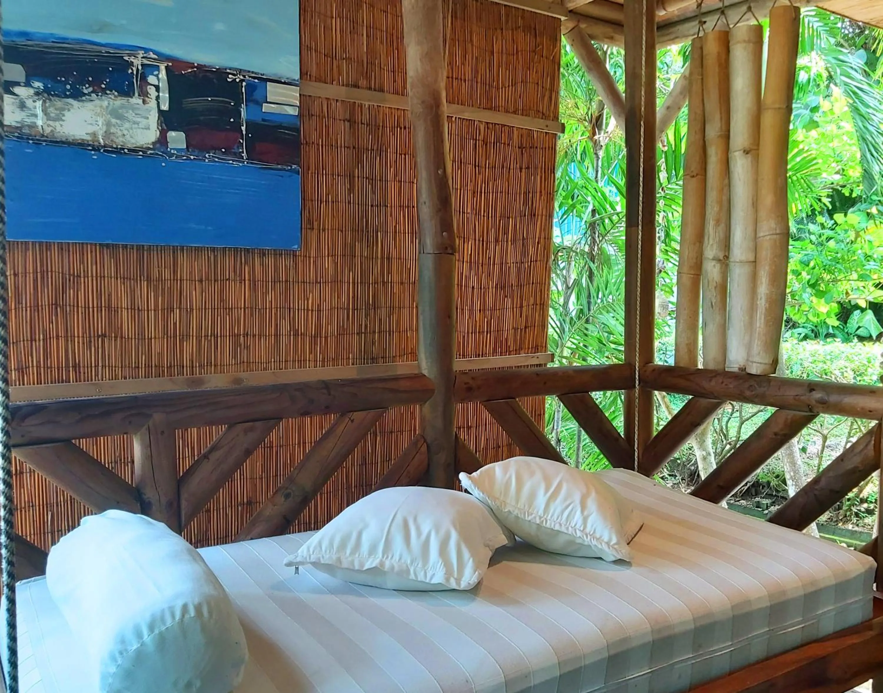 Balcony/Terrace, Bed in Horizon Hotel & Yoga center