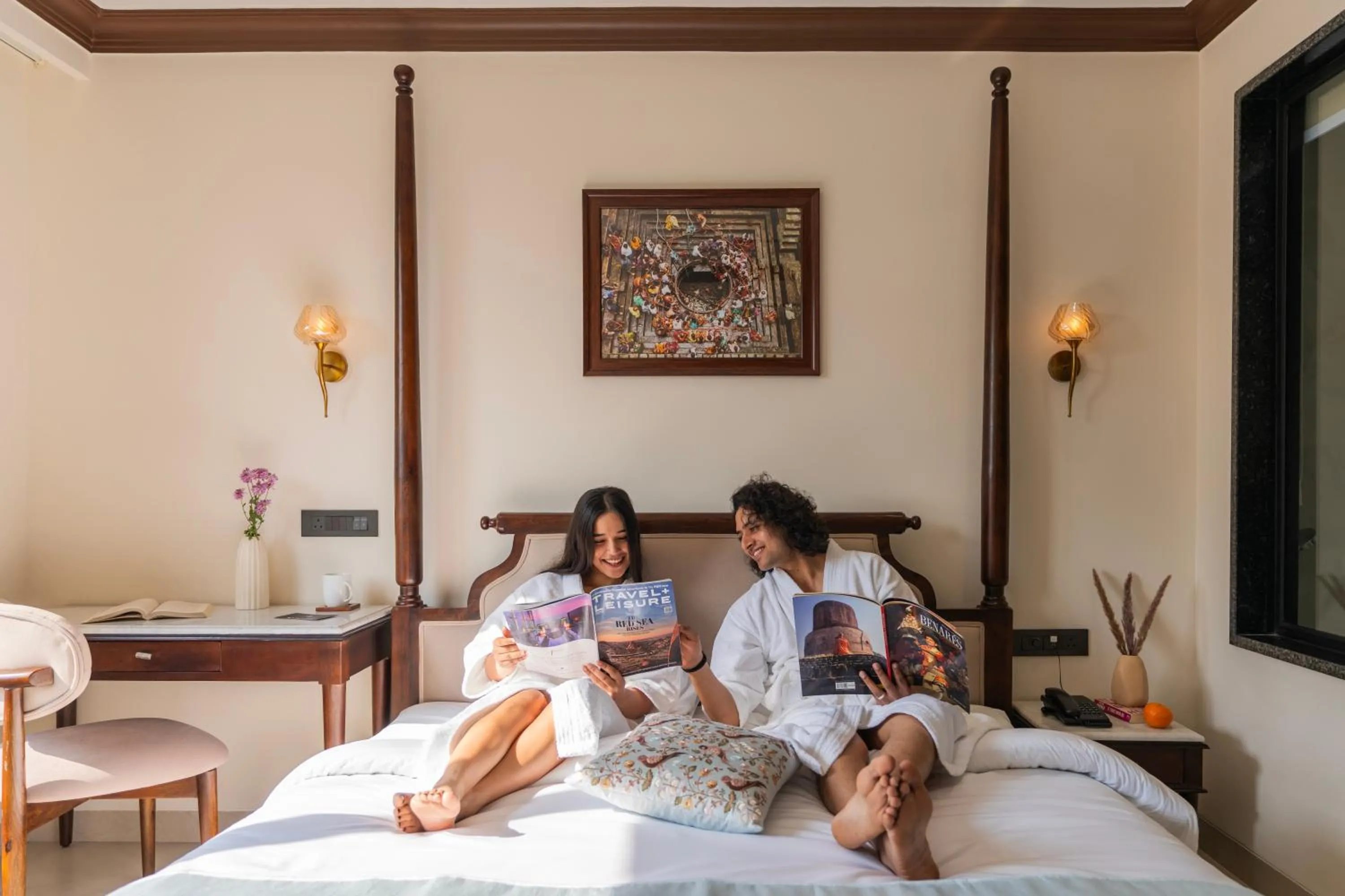 Living room, Bed in Luxuria Varanasi By Moustache