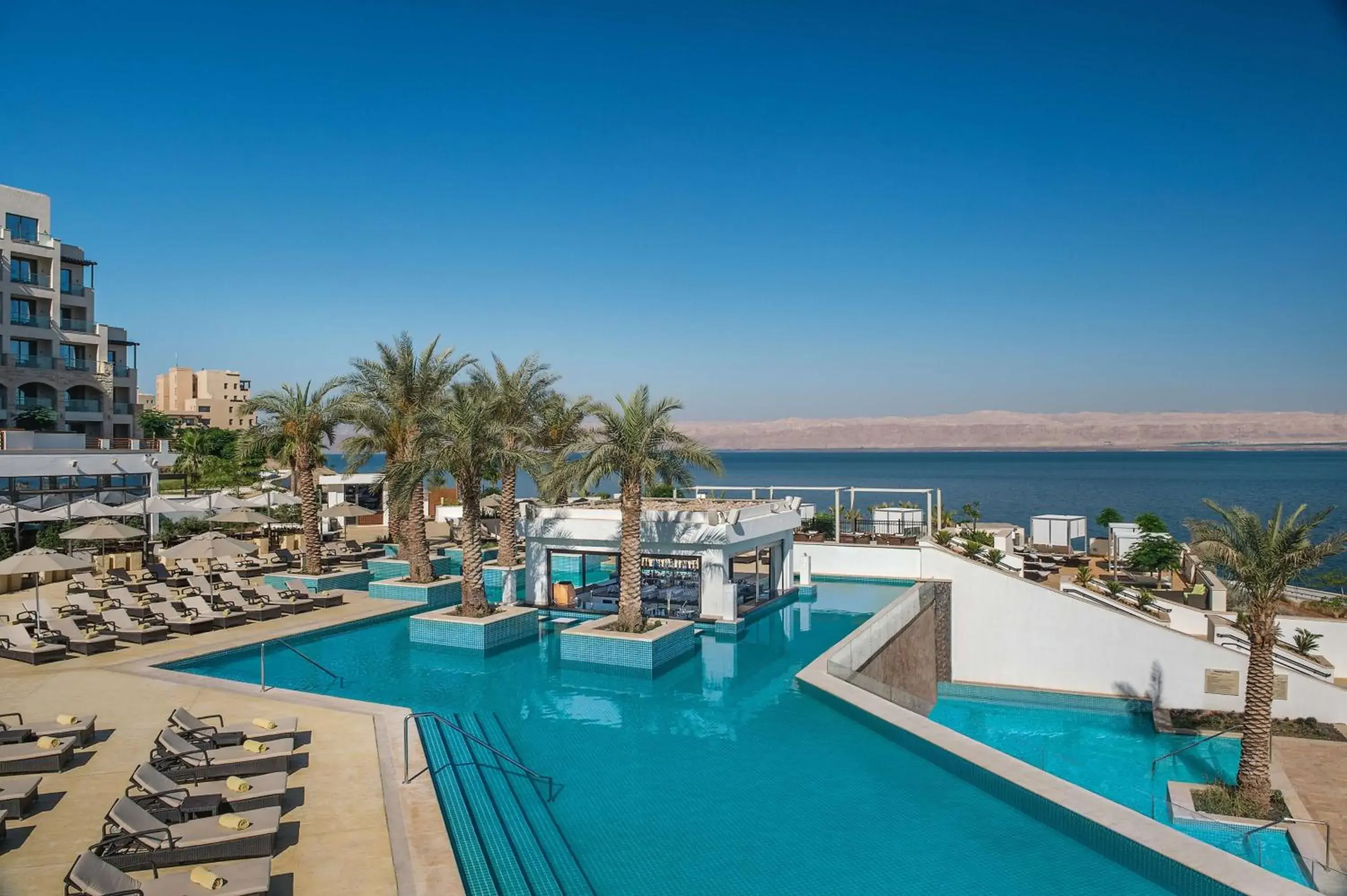 Pool view in Hilton Dead Sea Resort & Spa Pool view in Hilton Dead Sea Resort & Spa