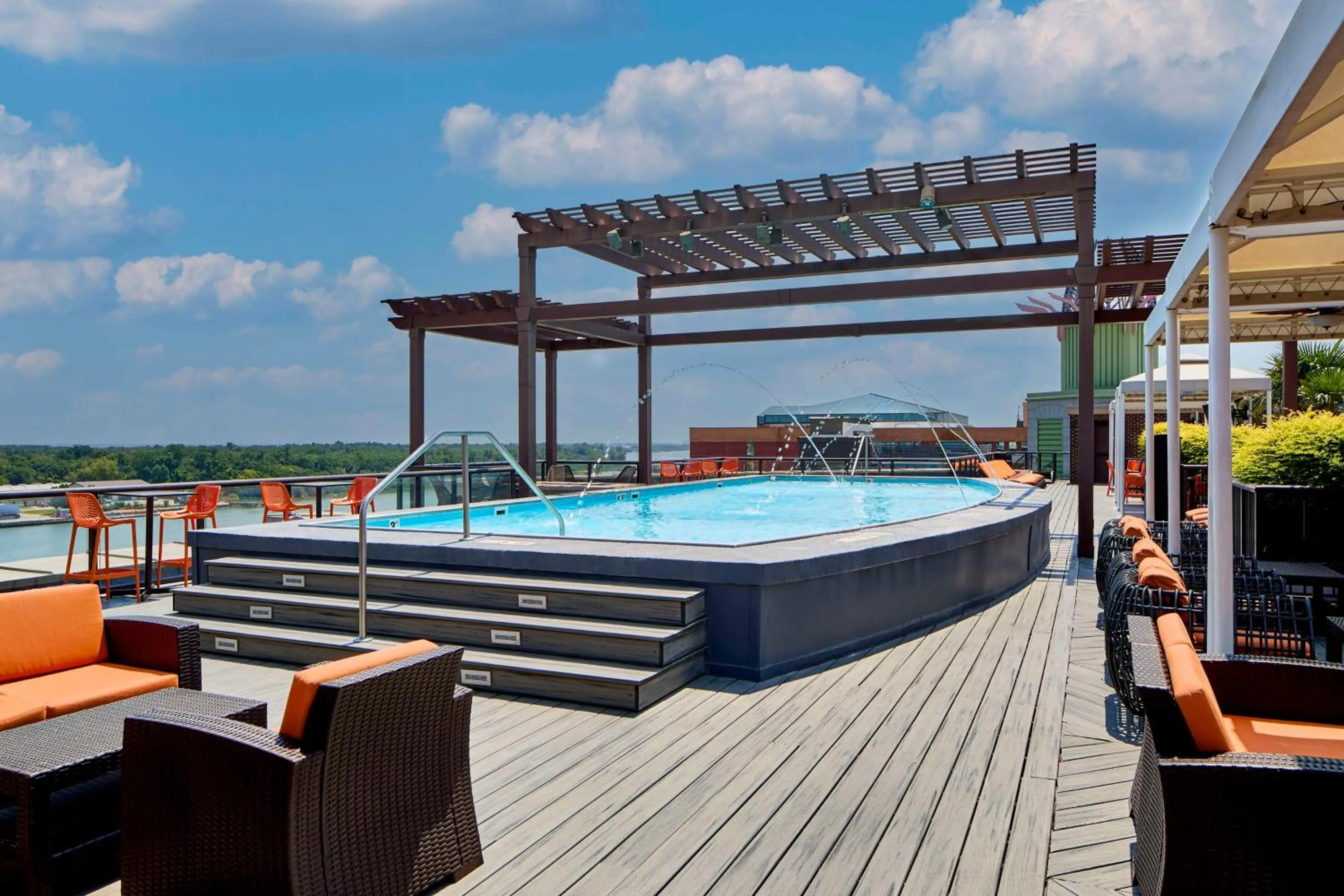 Pool view in Homewood Suites Savannah Historic District/Riverfront