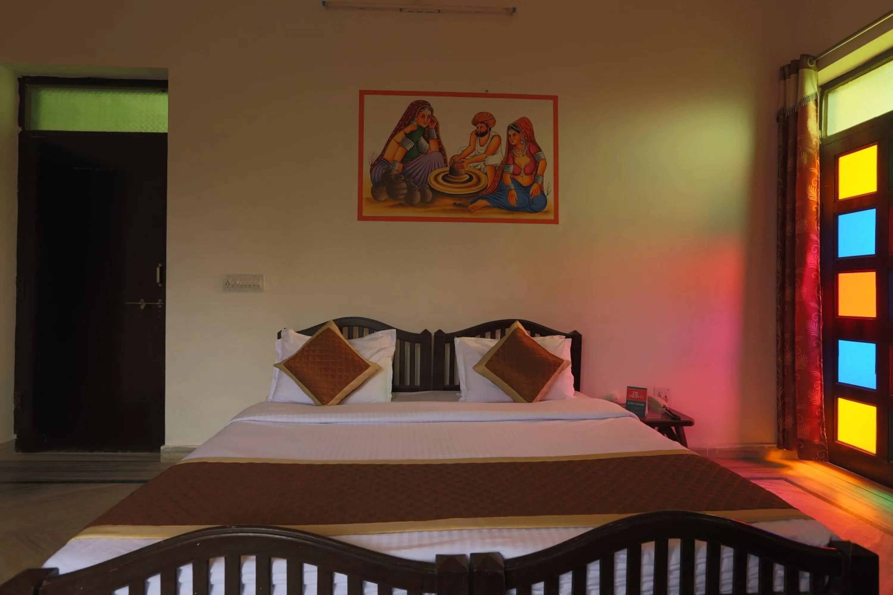 Bed in Hotel Green Haveli - A Heritage and Hill View Hotel , Pushkar