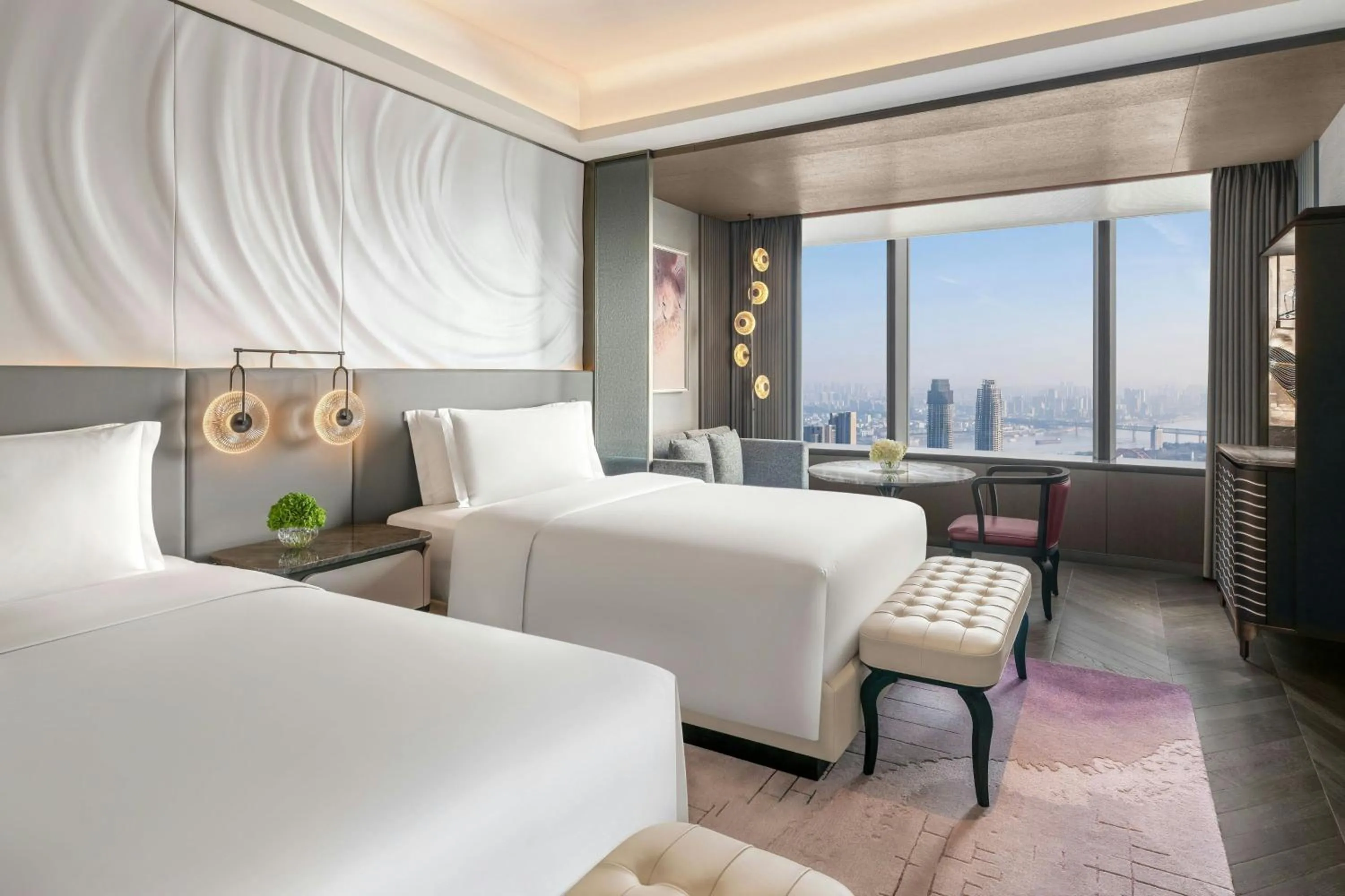 Premier Double Room with Two Double Beds and Yangtze River View in The Ritz-Carlton, Wuhan