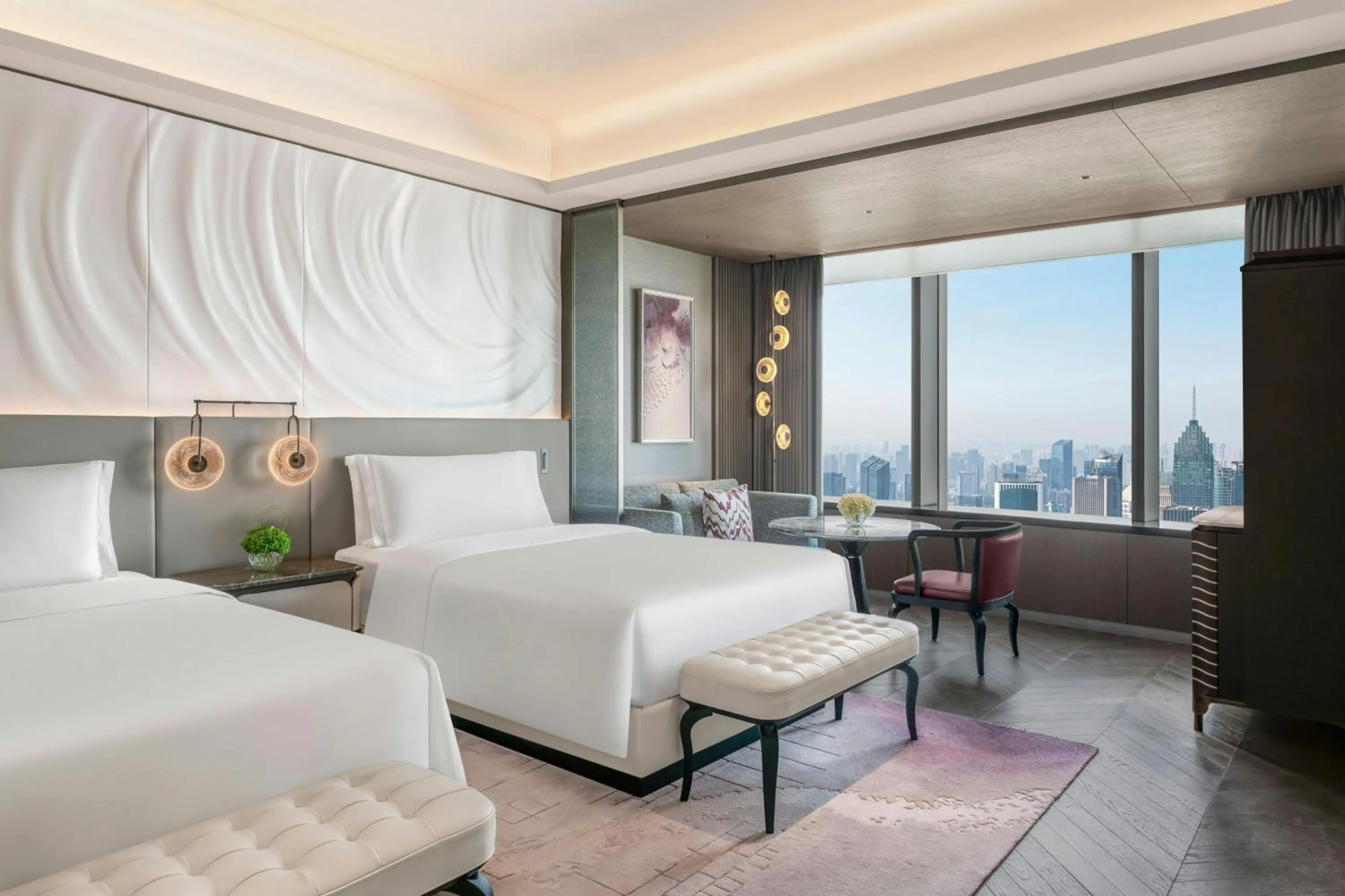 Deluxe Double Room with Two Double Beds and City Skyline View in The Ritz-Carlton, Wuhan