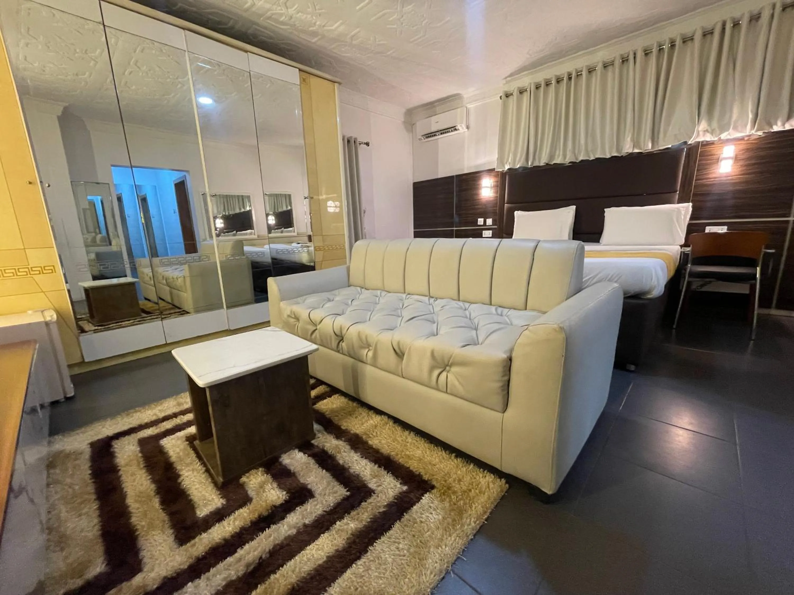 Seating area in Flora Suites