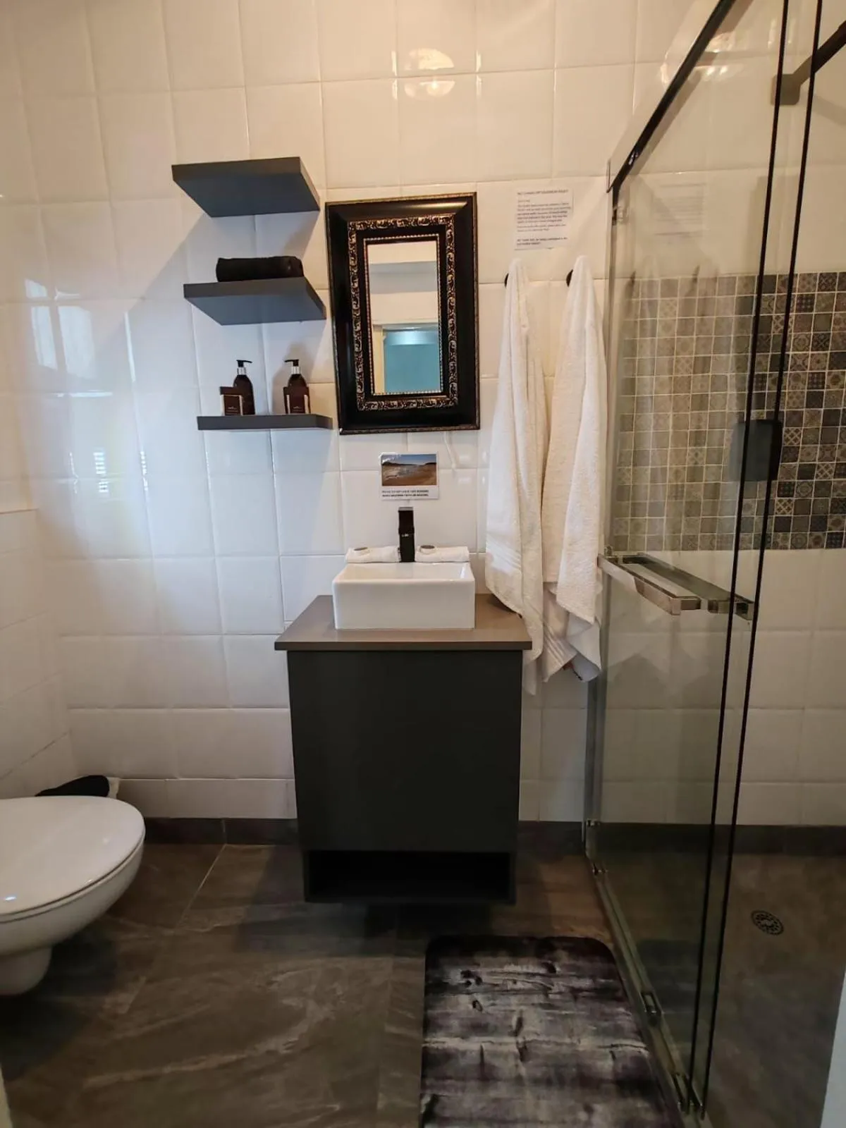 Shower in Point B Guest House -Sustainable Solar Energy